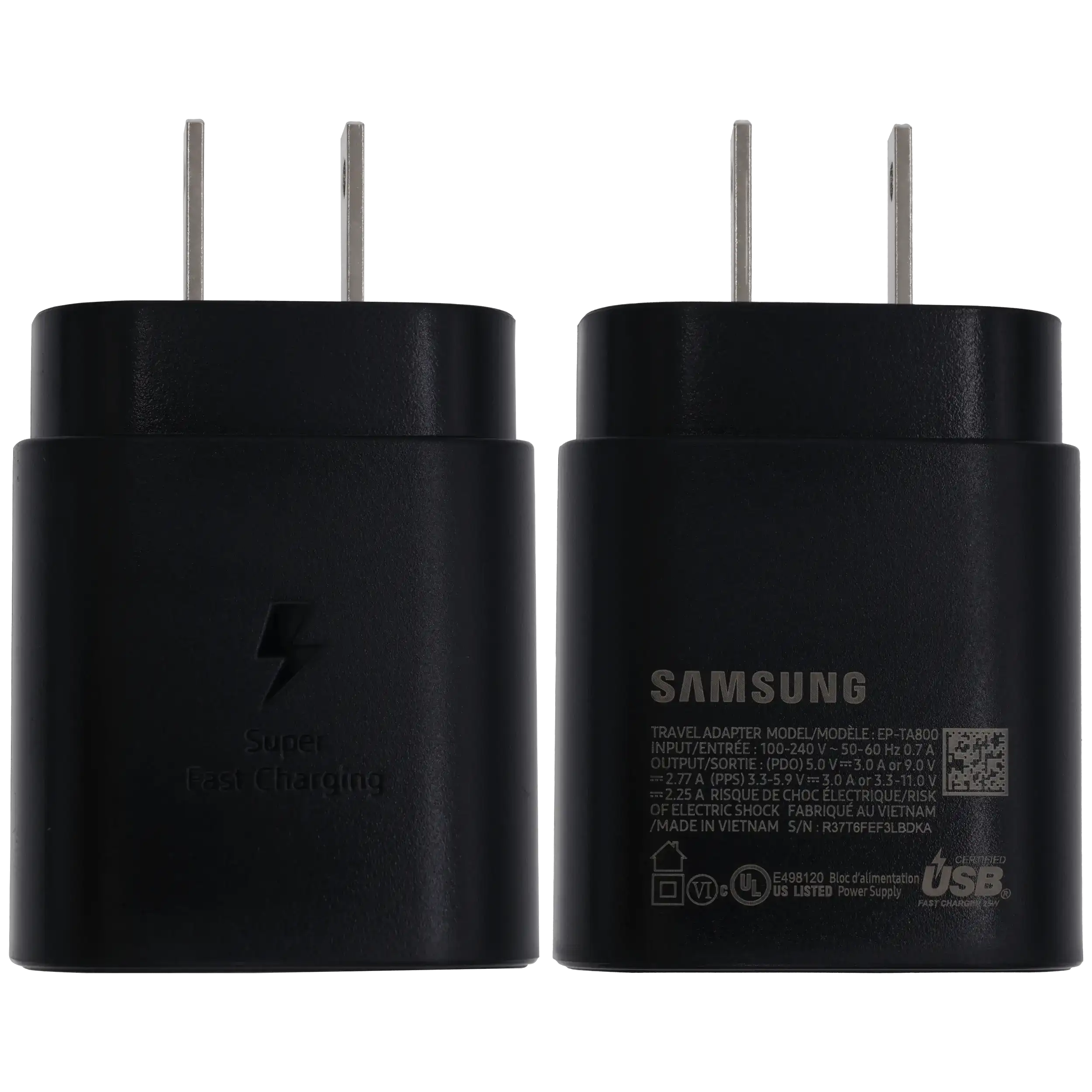 USB Type-C Samsung Wall Charger (OEM Grade New) (240V USA) (Black)