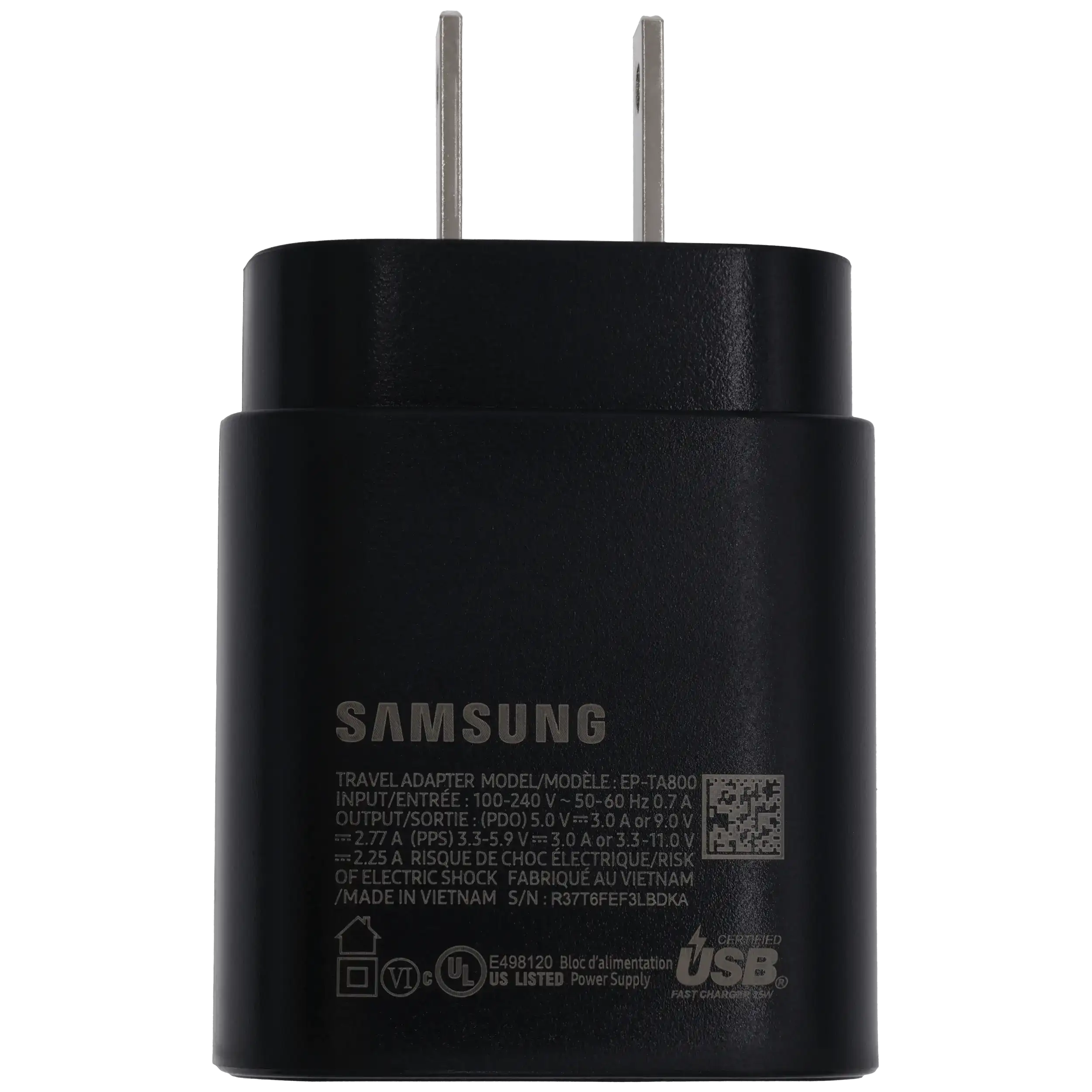 USB Type-C Samsung Wall Charger (OEM Grade New) (240V USA) (Black)