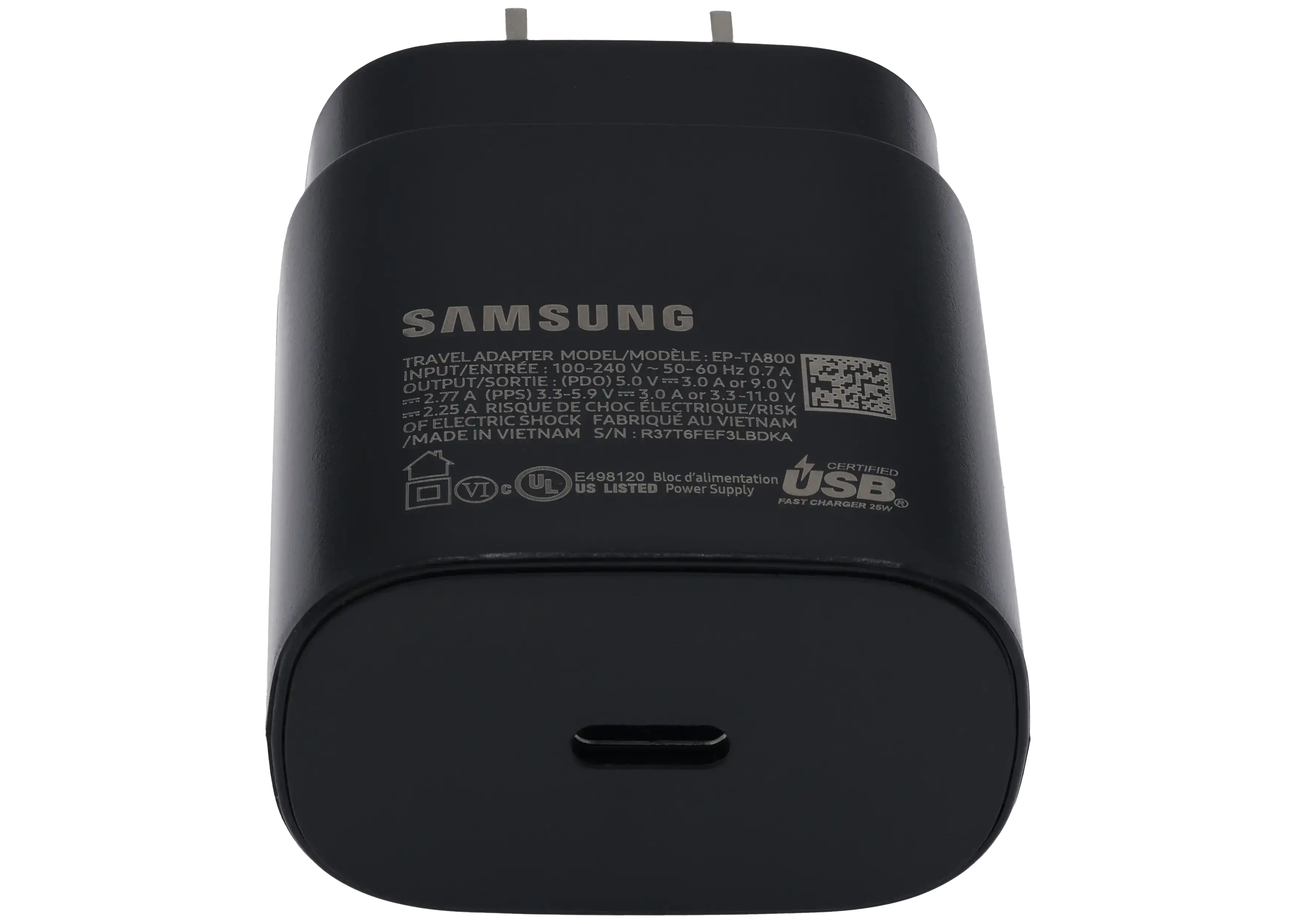 USB Type-C Samsung Wall Charger (OEM Grade New) (240V USA) (Black)