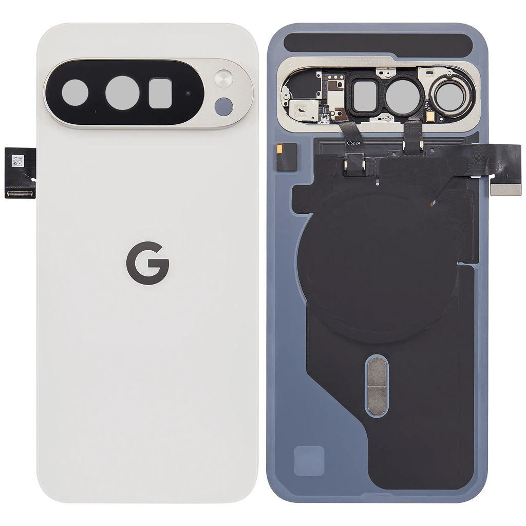 Back cover with pre-installed small parts for Google Pixel 10 Pro XL (used OEM removal, Quality A, Porcelain)