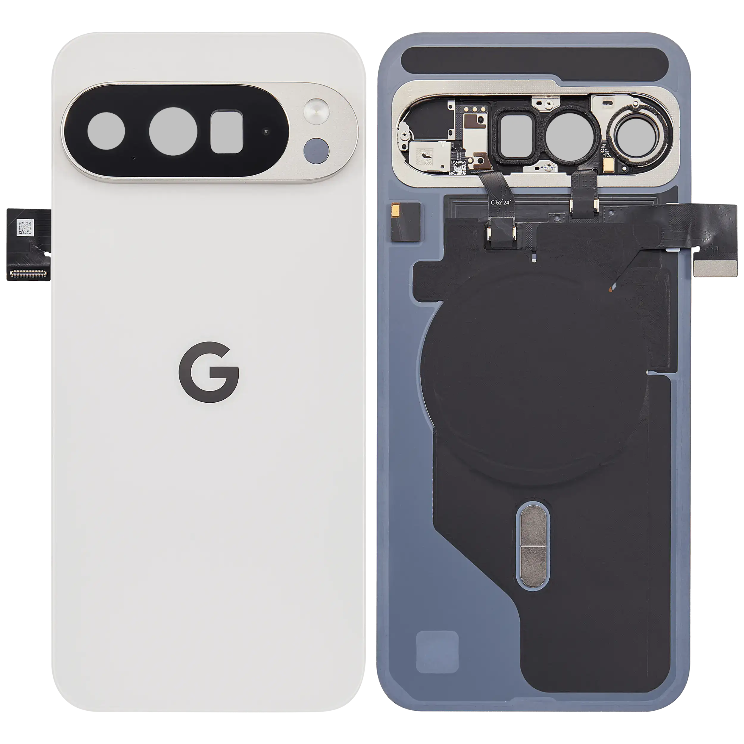 Back cover with pre-installed small parts for Google Pixel 10 Pro XL (used OEM removal, Quality A, Porcelain)