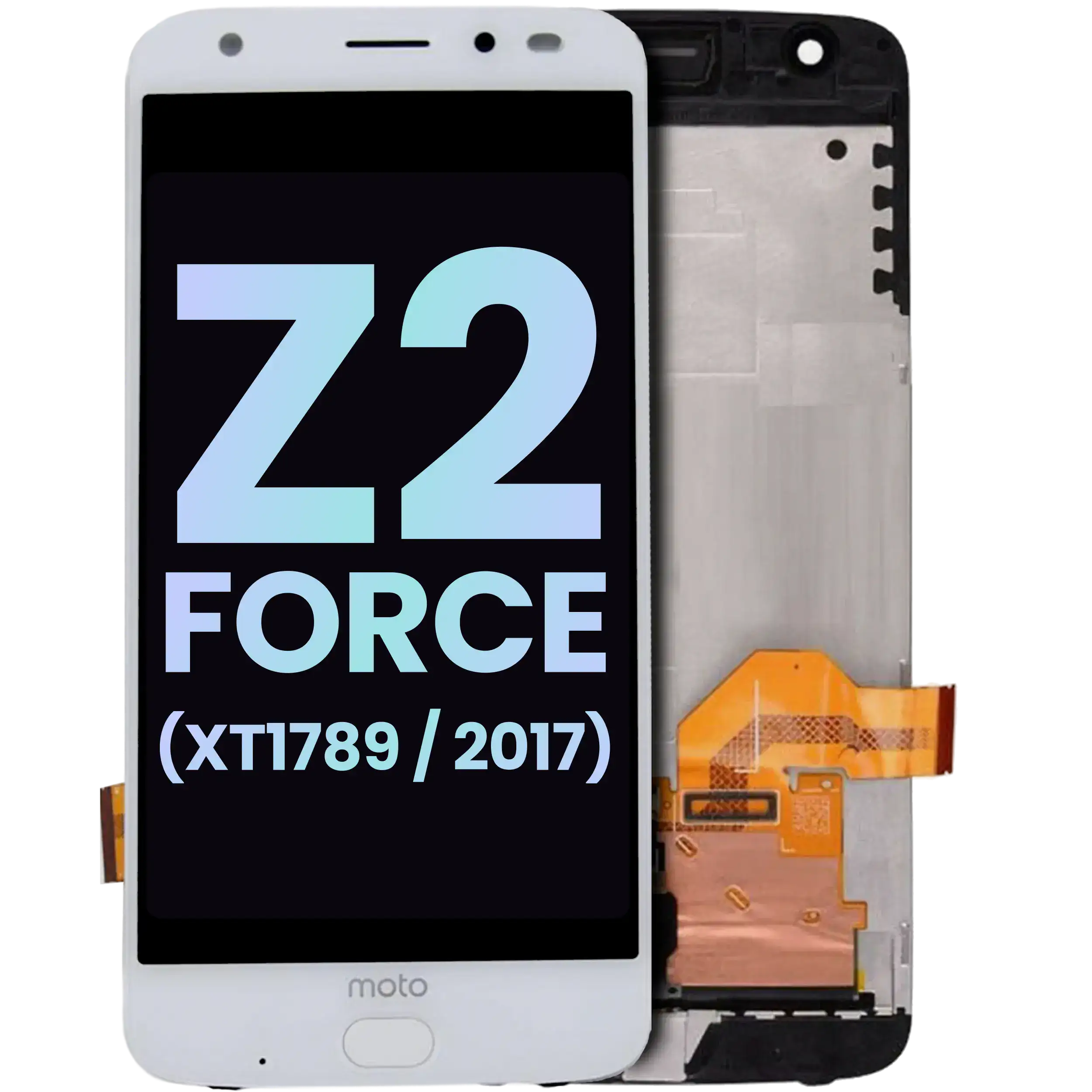 OLED Display with Frame and Fingerprint Scanner for Motorola Moto Z2 Force (XT1789 / 2017) (Original OEM) (White)