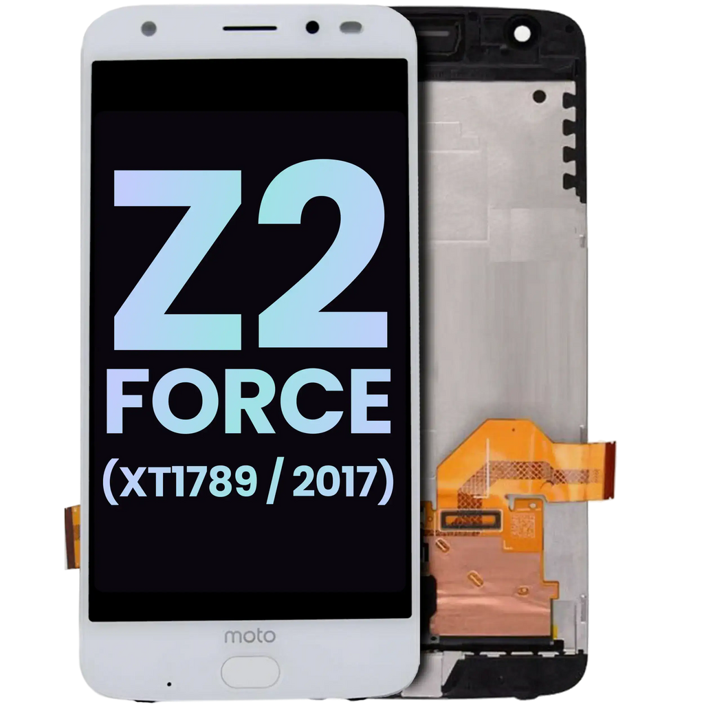 OLED Display with Frame and Fingerprint Scanner for Motorola Moto Z2 Force (XT1789 / 2017) (Original OEM) (White)