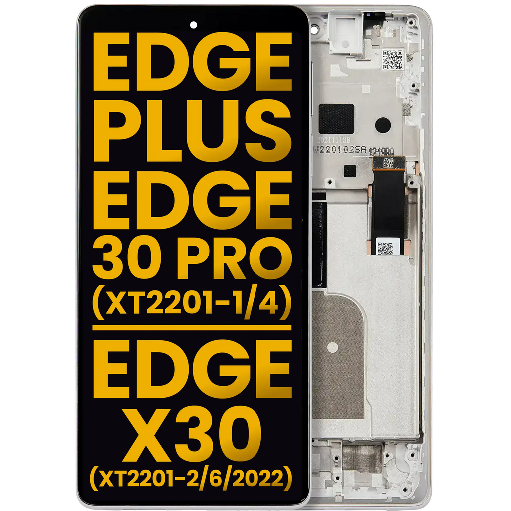 OLED Display with Frame for Motorola Moto Edge Plus / Edge 30 Pro (XT2201-1/4) / Edge X30 5G (XT2201-2/6 /2022) (Refurbished) (Stardust White)