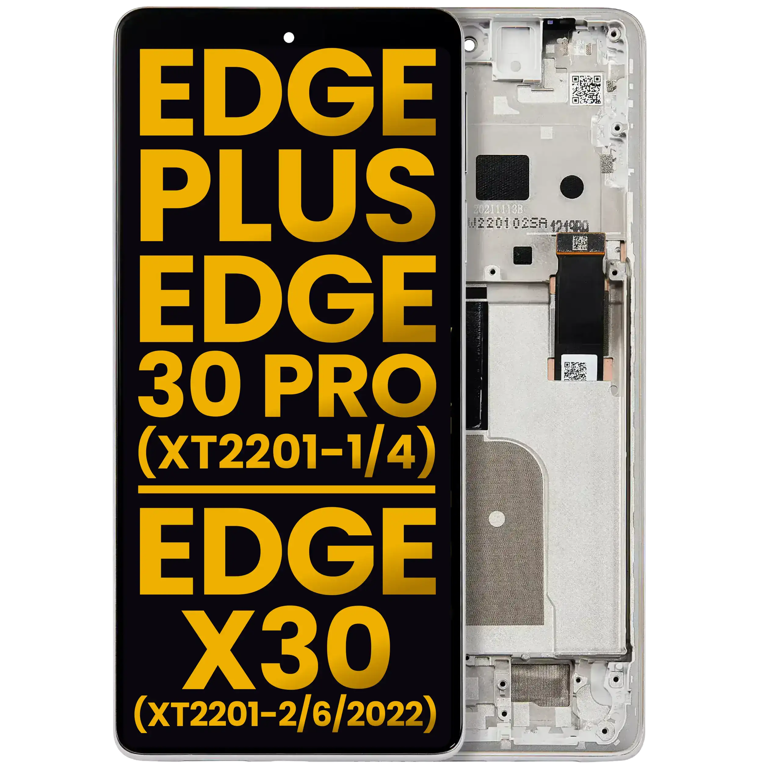 OLED Display with Frame for Motorola Moto Edge Plus / Edge 30 Pro (XT2201-1/4) / Edge X30 5G (XT2201-2/6 /2022) (Refurbished) (Stardust White)