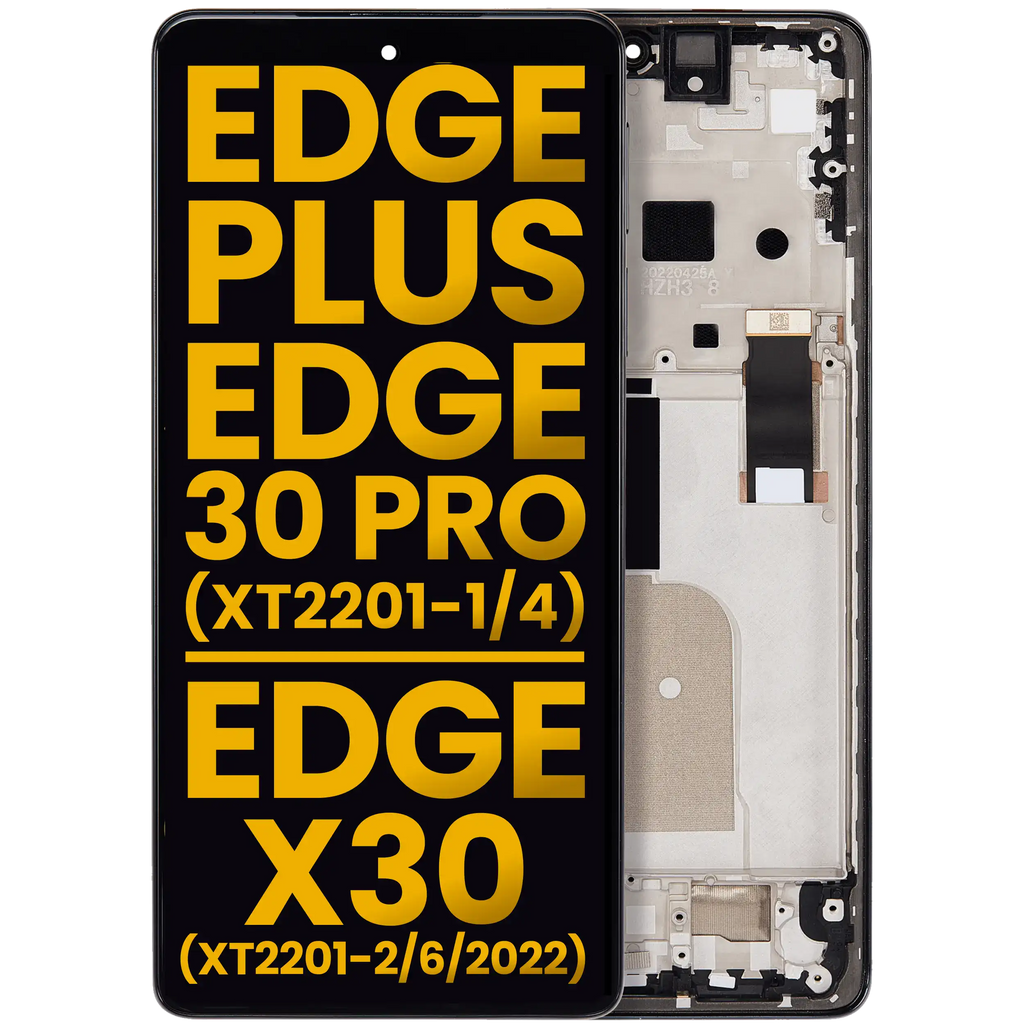 OLED Display with Frame for Motorola Moto Edge Plus / Edge 30 Pro (XT2201-1/4) / Edge X30 5G (XT2201-2/6 /2022) (Refurbished) (Cosmos Blue)