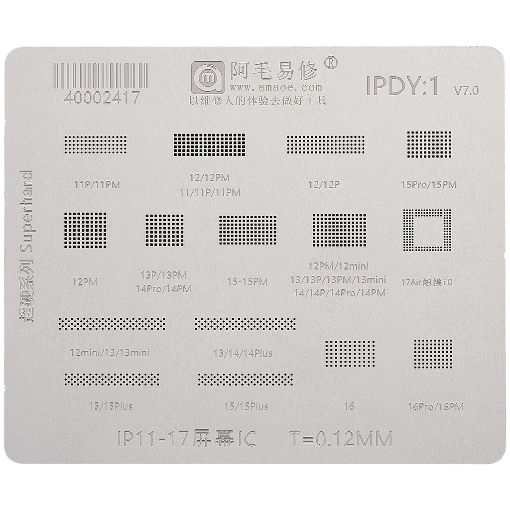 Display IC Reballing-Schablone für iPhone 11–17 Serie (Amaoe)