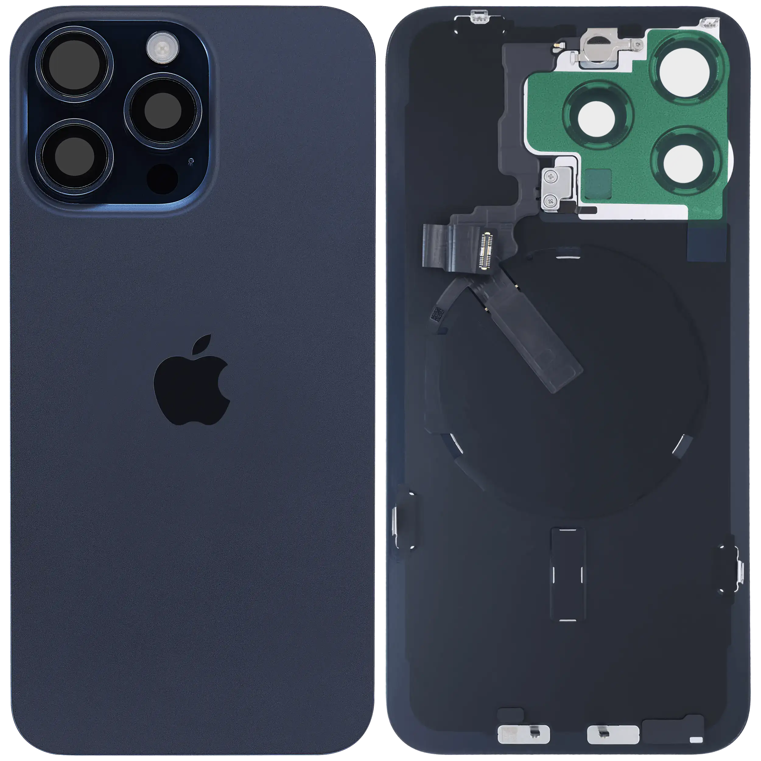 Back Cover with MagSafe Magnet, NFC, and Flash Flex Cable for iPhone 15 Pro Max (Original OEM) (Blue Titanium)