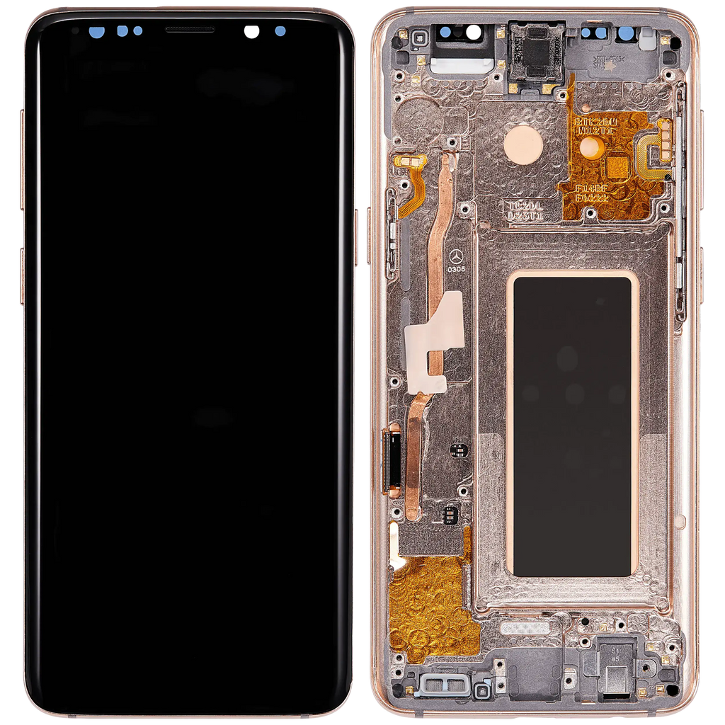 OLED-Display mit Rahmen für Samsung Galaxy S9 (Aftermarket Plus) (Sunrise Gold)