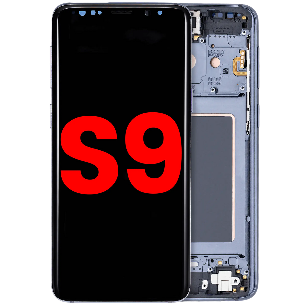 OLED-Display mit Rahmen für Samsung Galaxy S9 (Aftermarket Plus) (Titanium Grau)