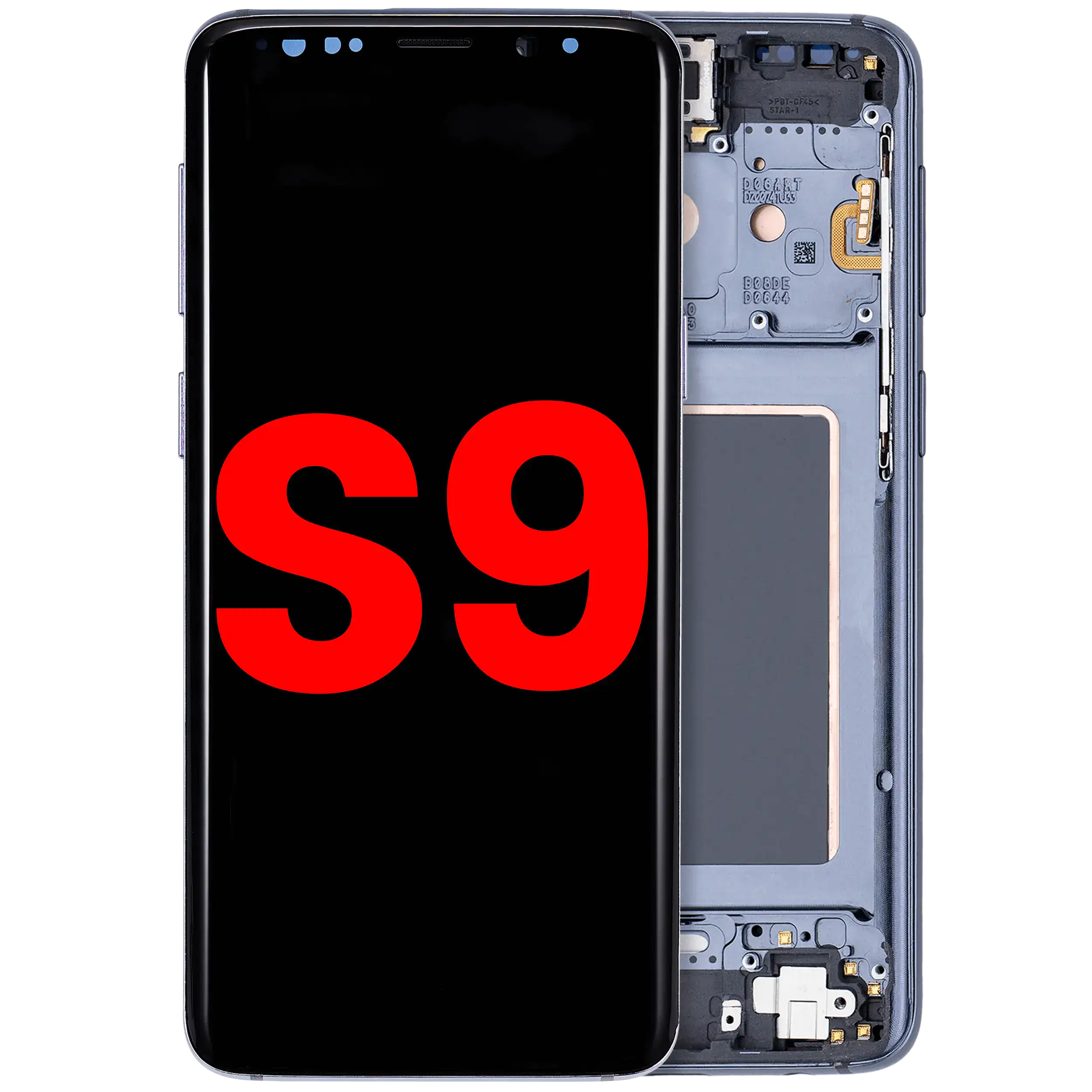 OLED-Display mit Rahmen für Samsung Galaxy S9 (Aftermarket Plus) (Titanium Grau)
