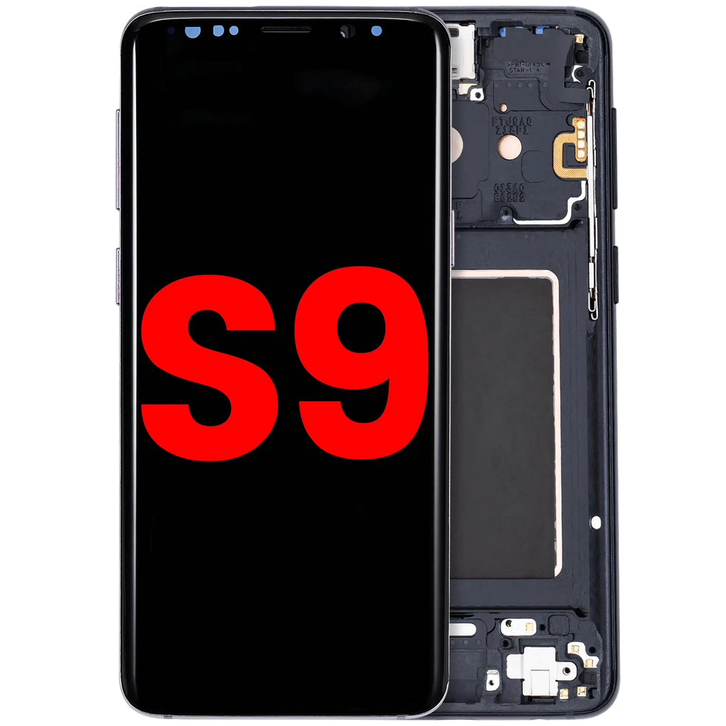 OLED-Display mit Rahmen f. Galaxy S9 Midnight Schwarz (Aftermarket+)