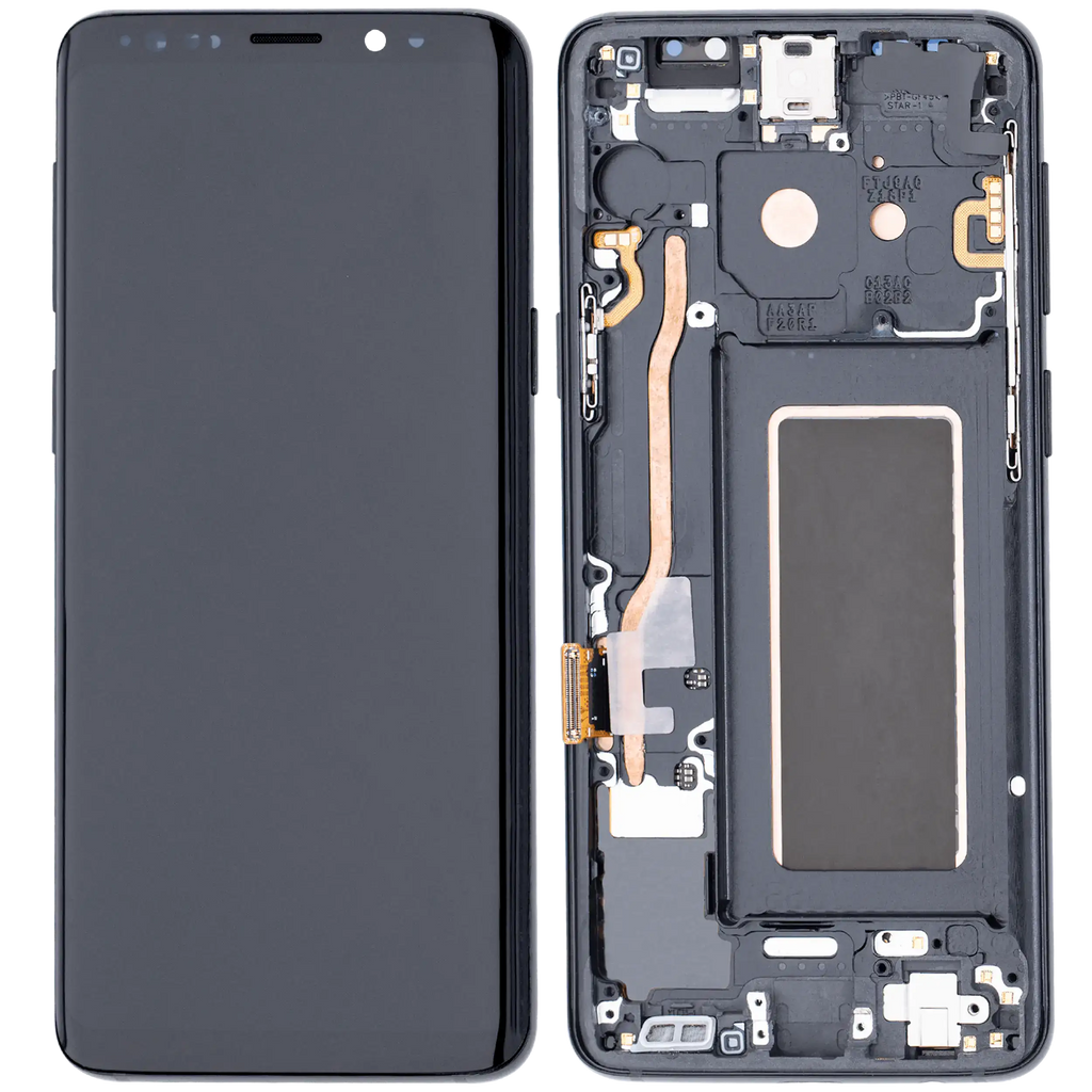 OLED-Display mit Rahmen f. Galaxy S9 Midnight Schwarz (Aftermarket+)