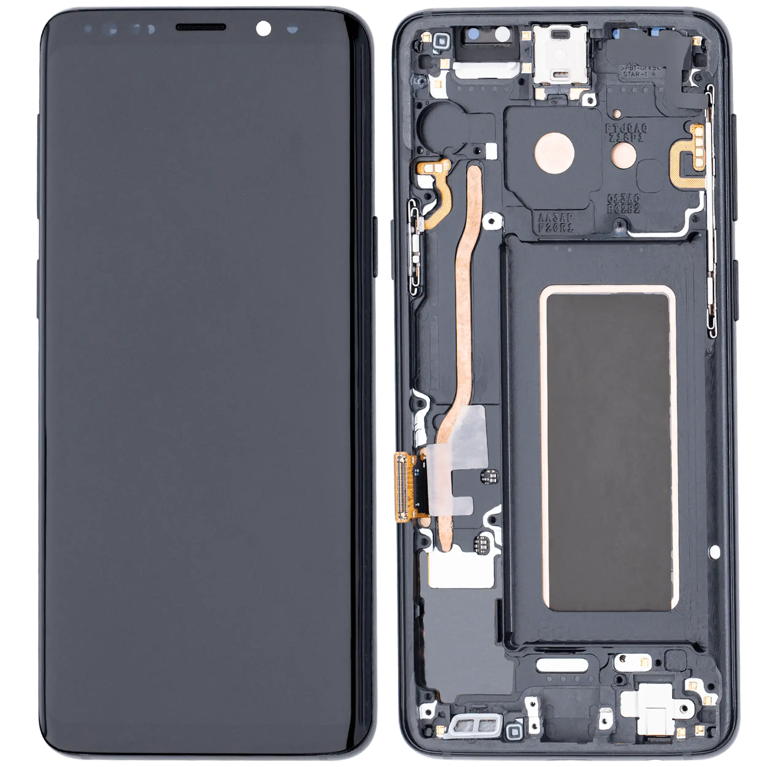 OLED-Display mit Rahmen f. Galaxy S9 Midnight Schwarz (Aftermarket+)