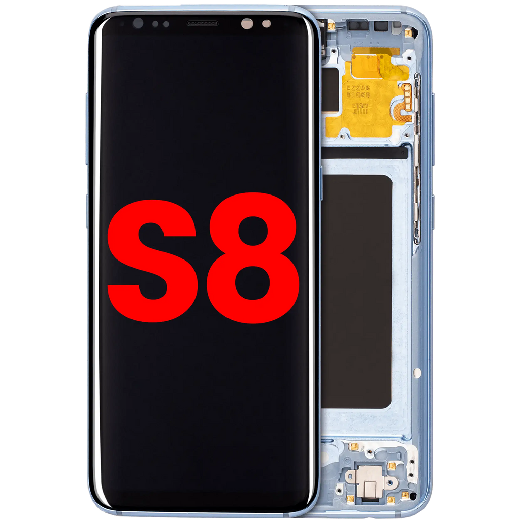 OLED-Display mit Rahmen für Samsung Galaxy S8 (Aftermarket Plus) (Coral Blau)