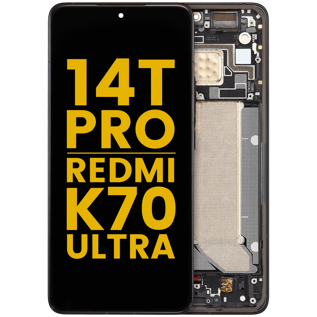 OLED-Display mit Rahmen für Xiaomi 14T Pro (Refurbished) Titanium Black