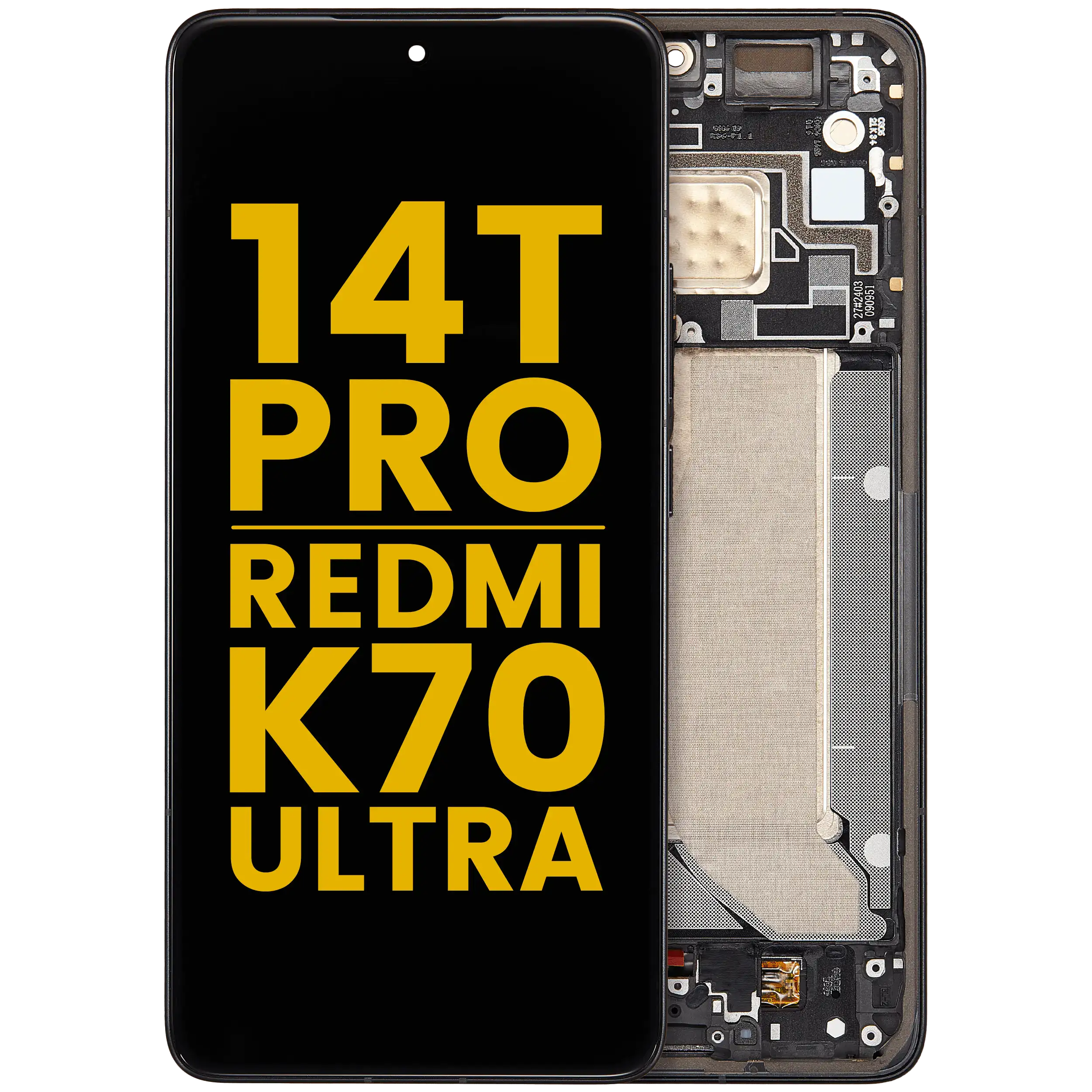 OLED-Display mit Rahmen für Xiaomi 14T Pro (Refurbished) Titanium Black