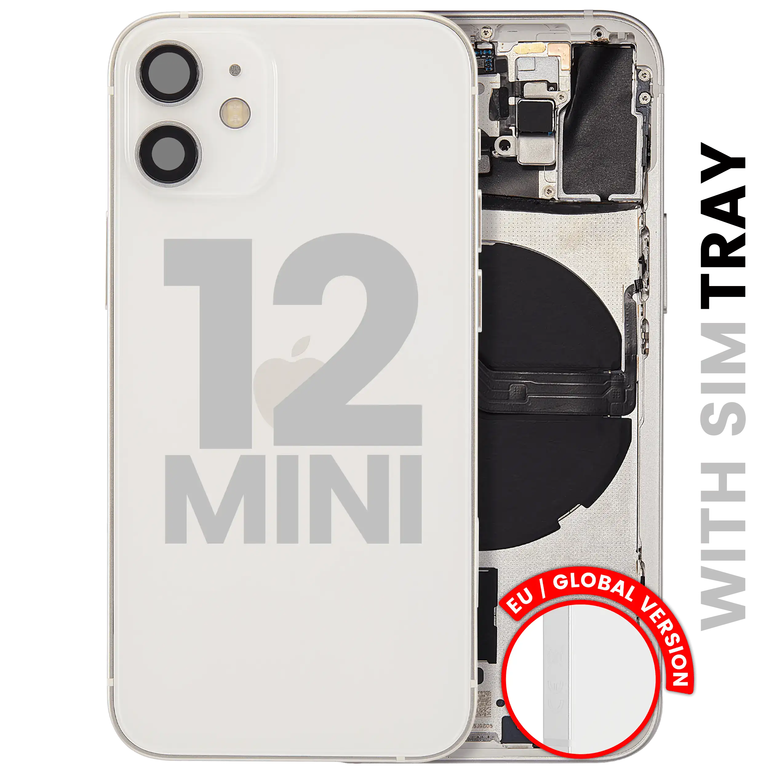 Original Apple-Ausbau B gebraucht – iPhone 12 Mini EU / Backcover/Rahmen Weiß