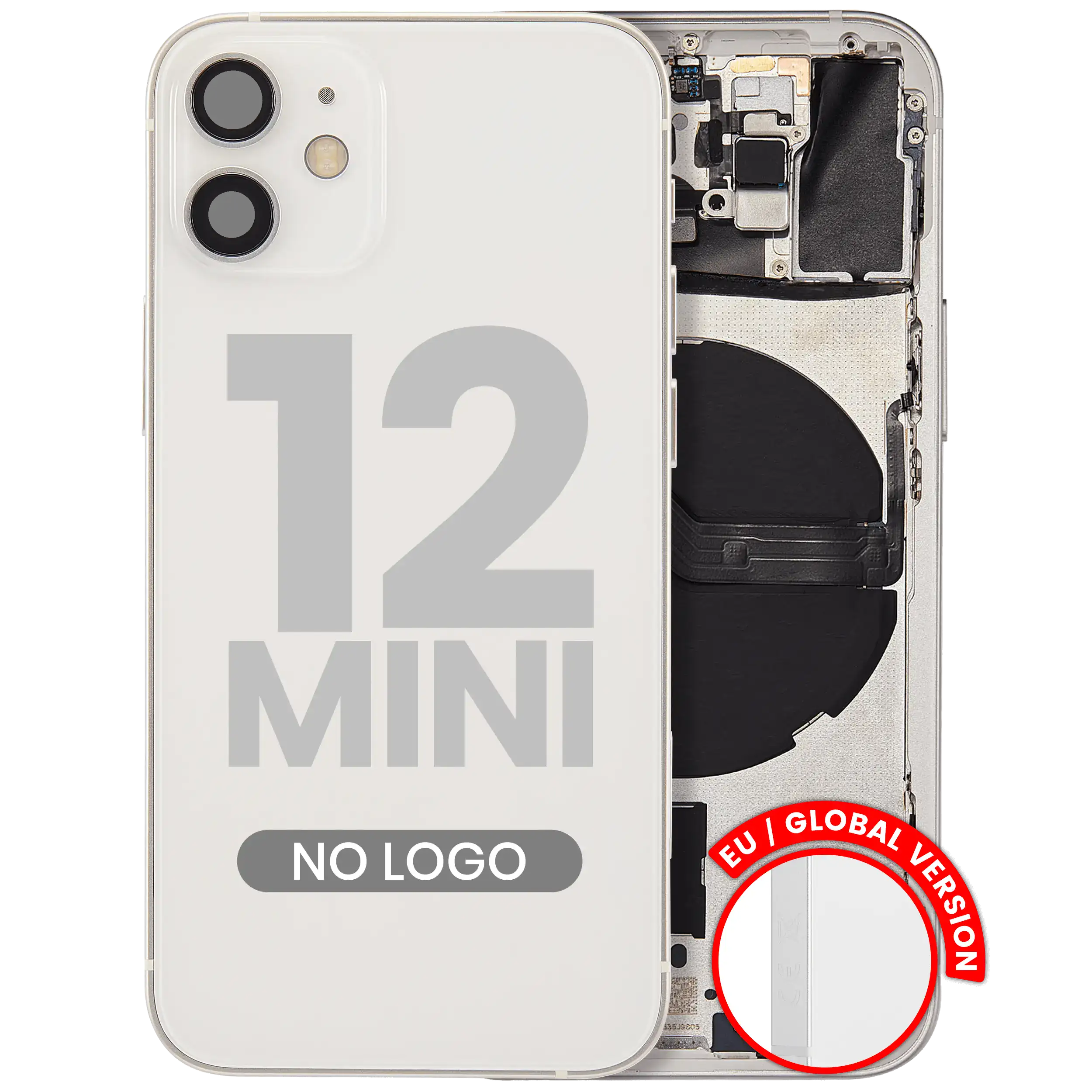 Backcover + Rahmen + Kleinteile für iPhone 12 Mini Weiß Aftermarket Plus