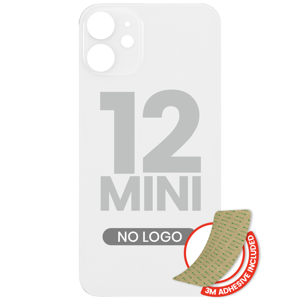 Back Cover with 3M Adhesive for iPhone 12 Mini (No Logo / Large Camera Hole) (White)