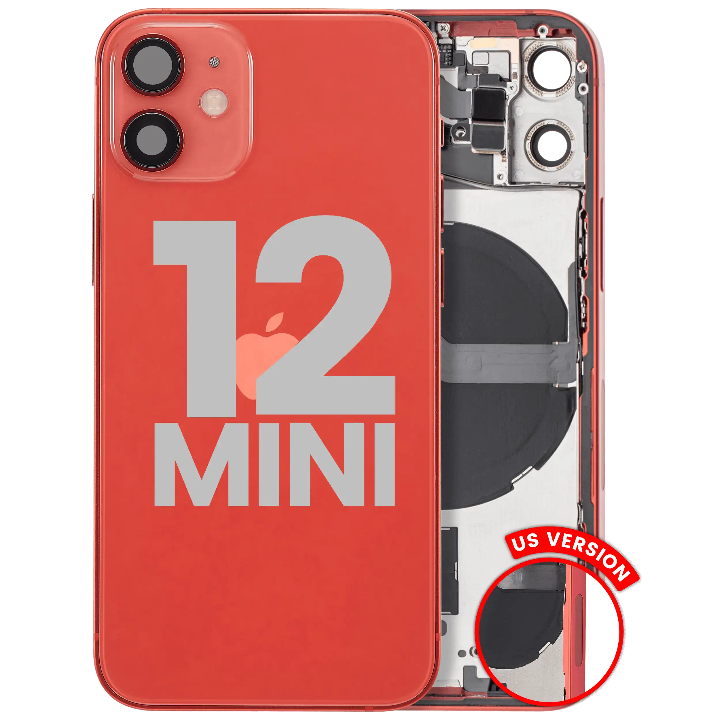 Back Cover/Frame with Small Parts for iPhone 12 Mini (US Version) - OEM A-Quality (Red)