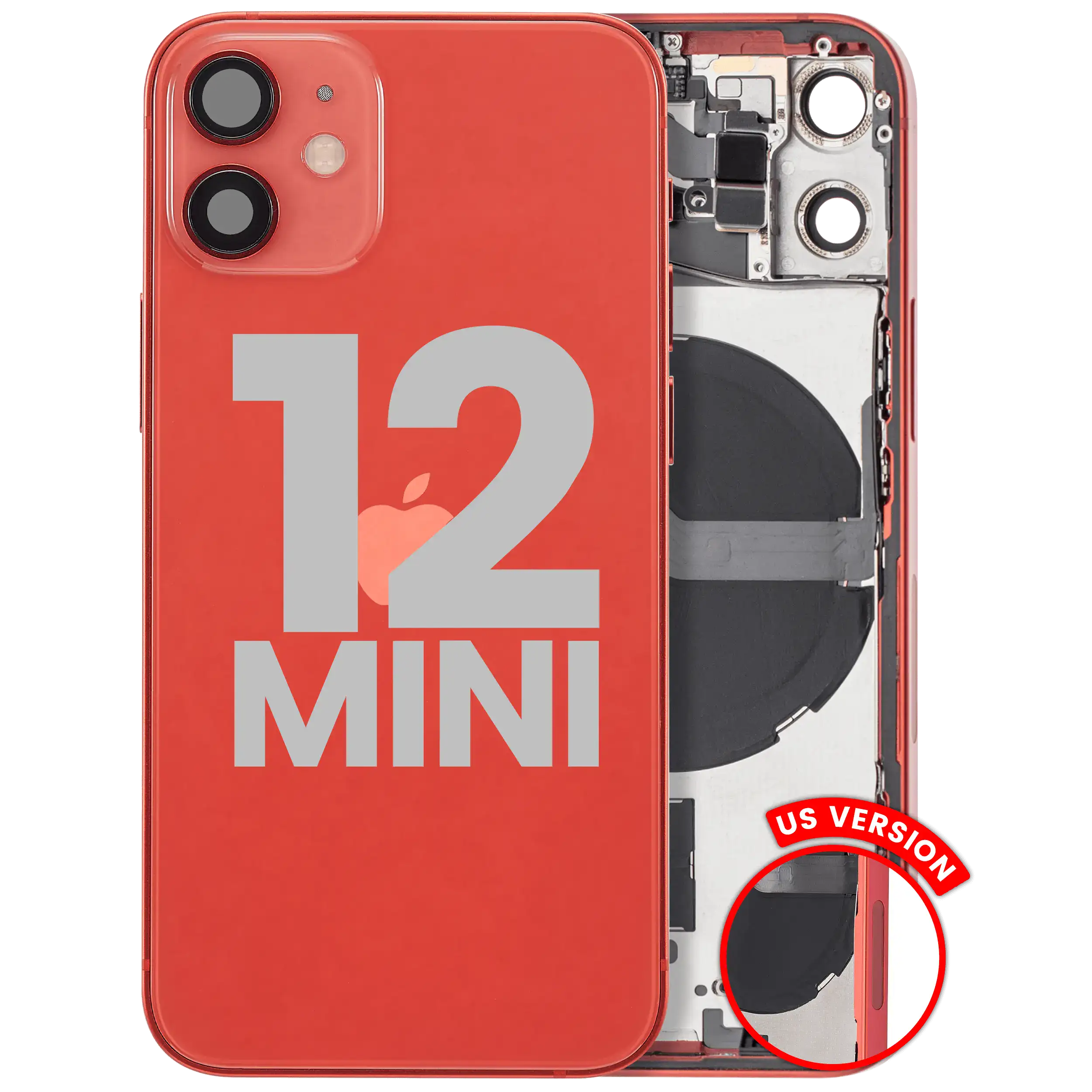 Original Apple-Ausbau C gebraucht – iPhone 12 Mini Backcover/Rahmen Rot
