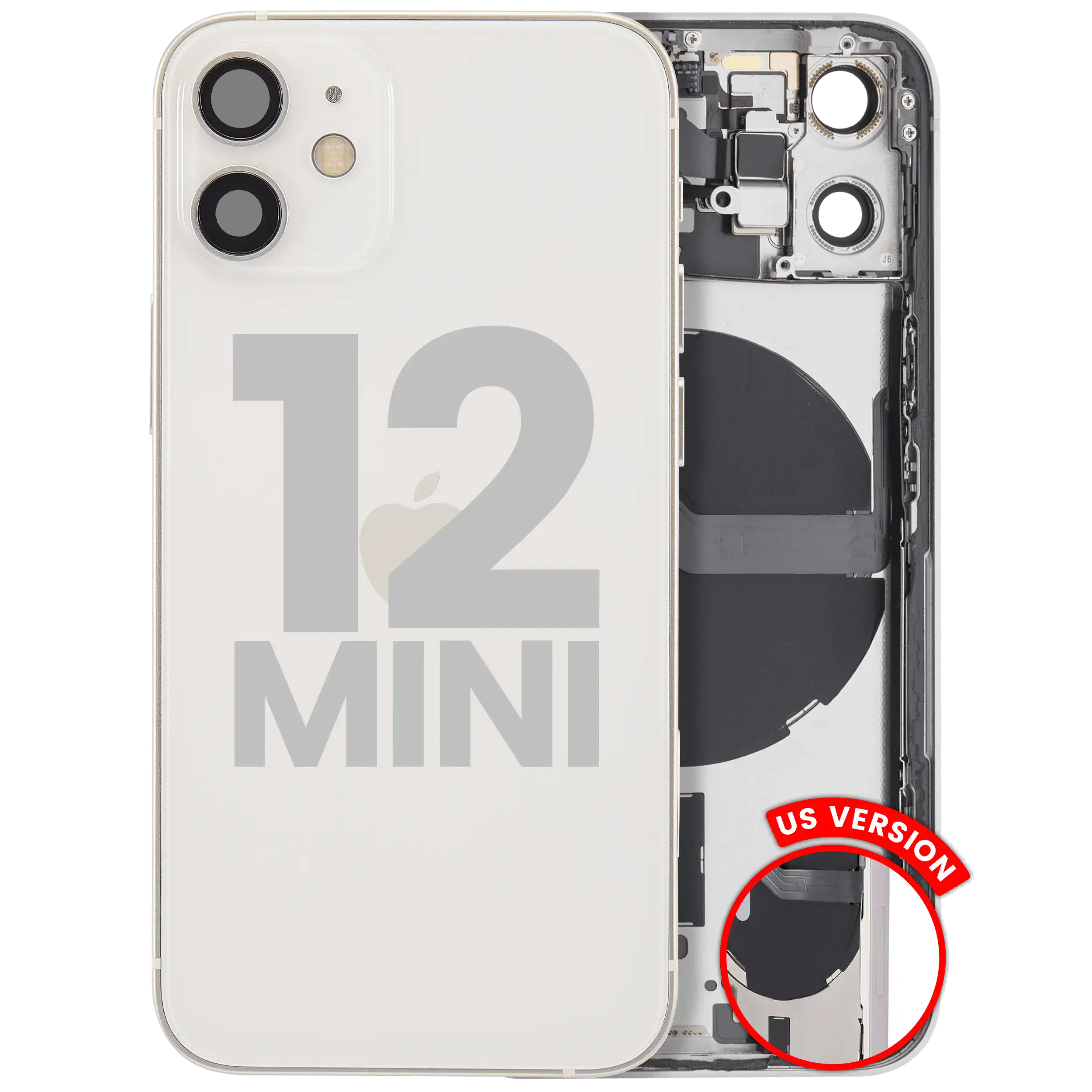 iPhone 12 Mini US Backcover/Rahmen inkl. Kleinteile Weiß OEM Pull C