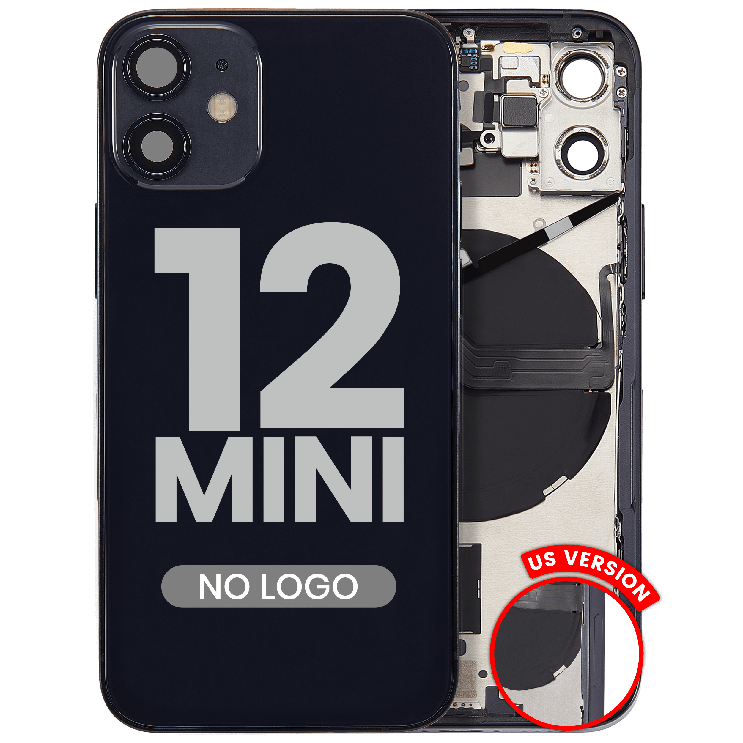 Backcover/Rahmen mit Kleinteilen iPhone 12 Mini Schwarz (Aftermarket Plus)