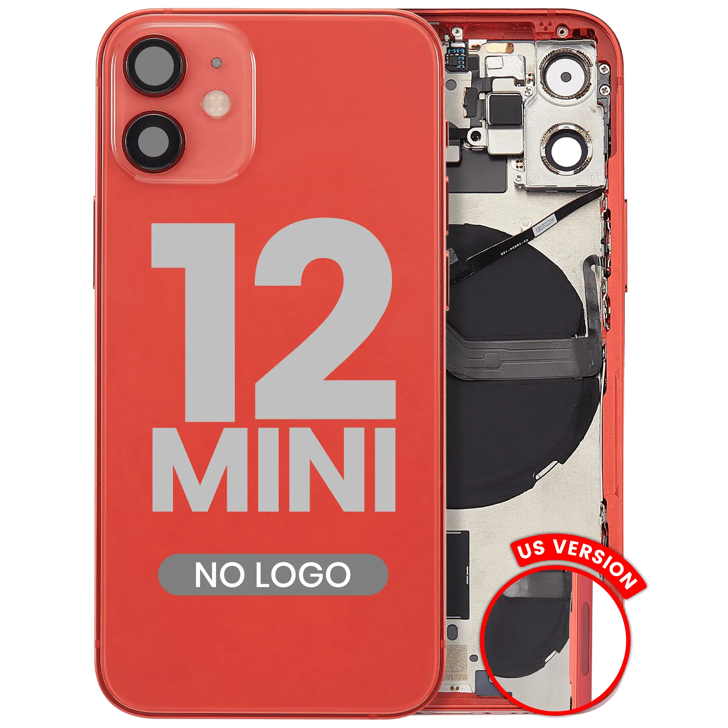 Back Housing with Small Parts for iPhone 12 Mini (US Version) (Aftermarket Plus) (Red)