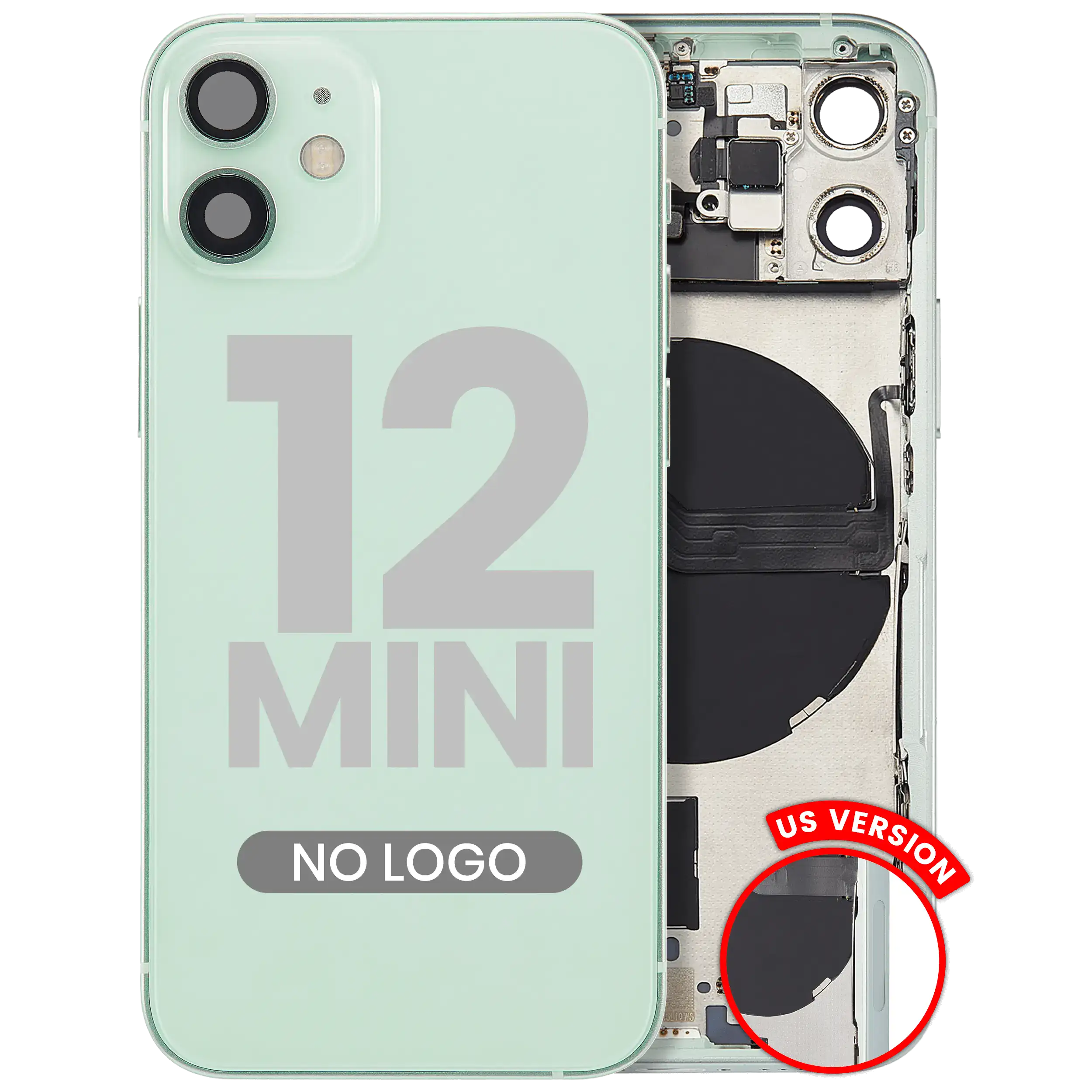 Back Cover with Small Parts for iPhone 12 Mini (US Version) (Aftermarket Plus) (Green)