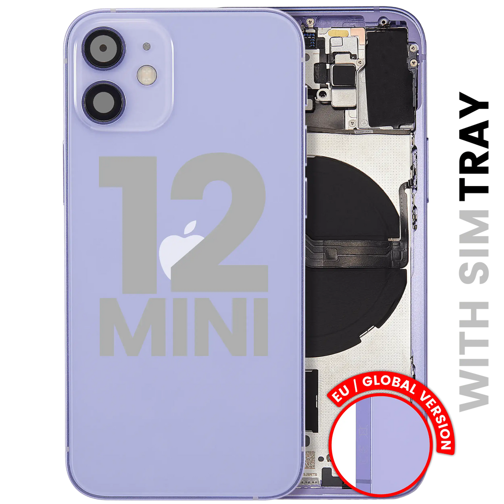 Back Cover/Frame with Small Parts for iPhone 12 Mini (EU / Global Version) (Used OEM Pull, B Quality) (Purple)