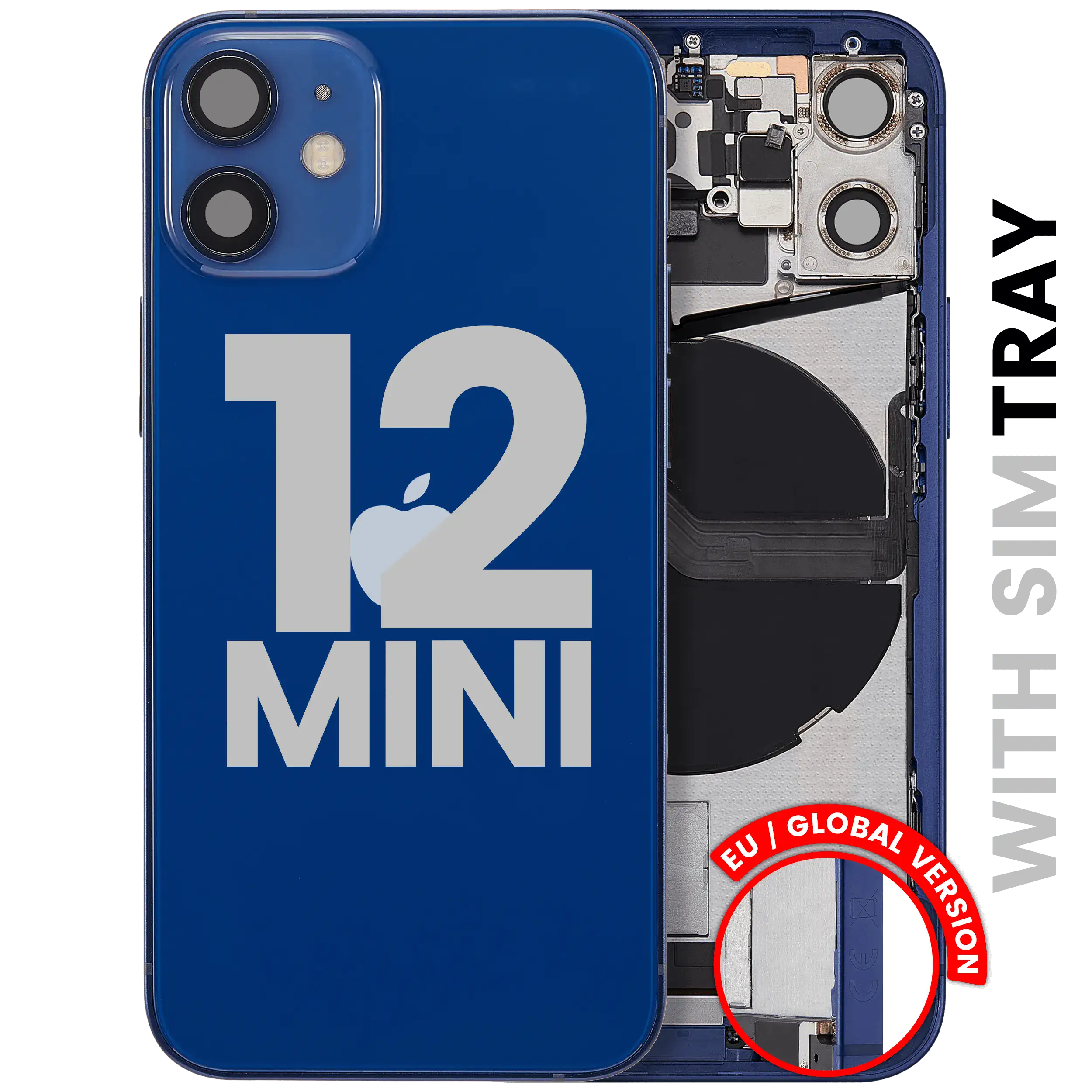 Backcover/Rahmen mit Ladebuchse-Flex & Kleinteilen iPhone 12 Mini-Blau OEM A