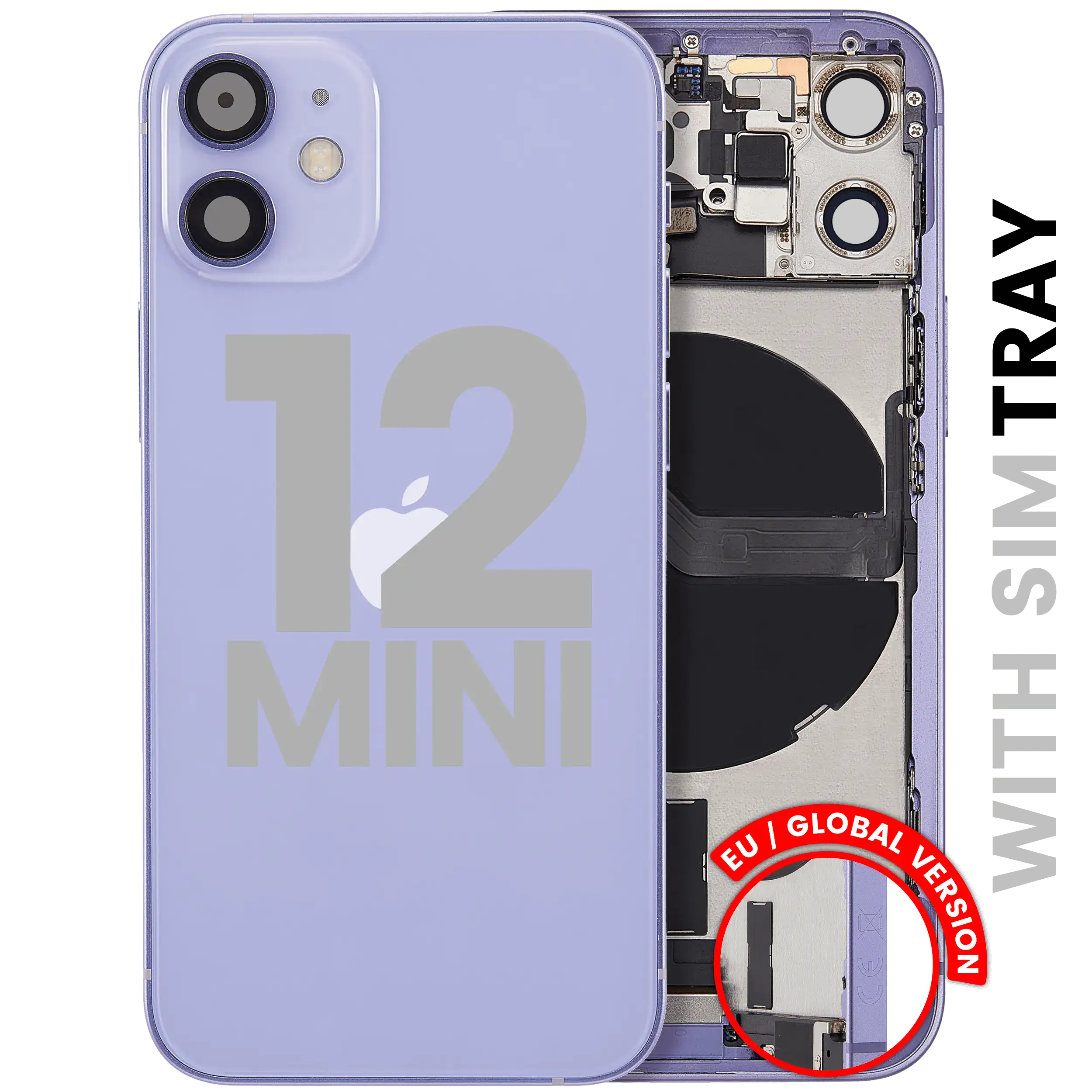 Backcover/Rahmen inkl. Ladebuchse u. Kleinteile f. iPhone 12 Mini – OEM A (Lila)