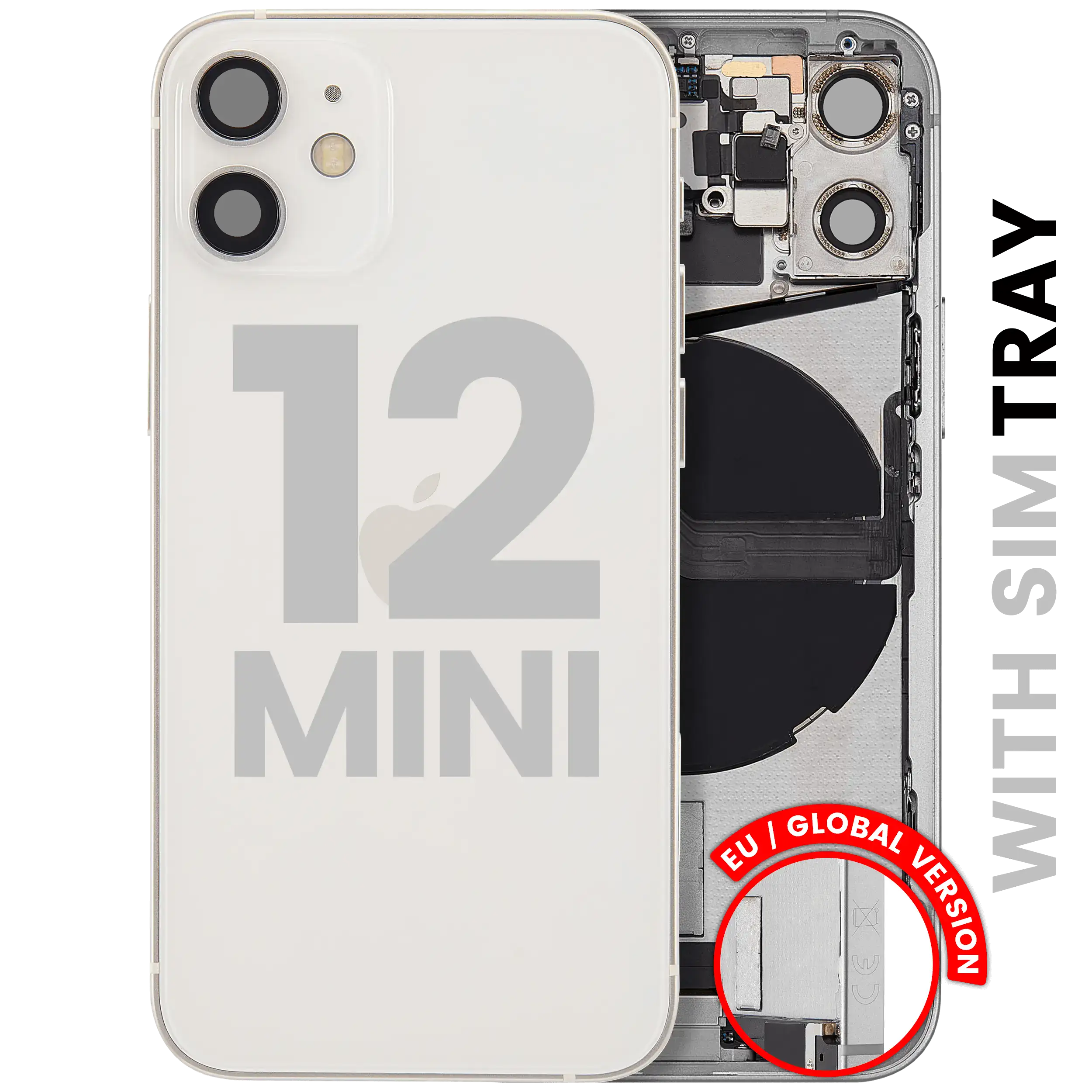 Original Apple-Ausbau A gebraucht – iPhone 12 Mini EU / Backcover/Rahmen Weiß
