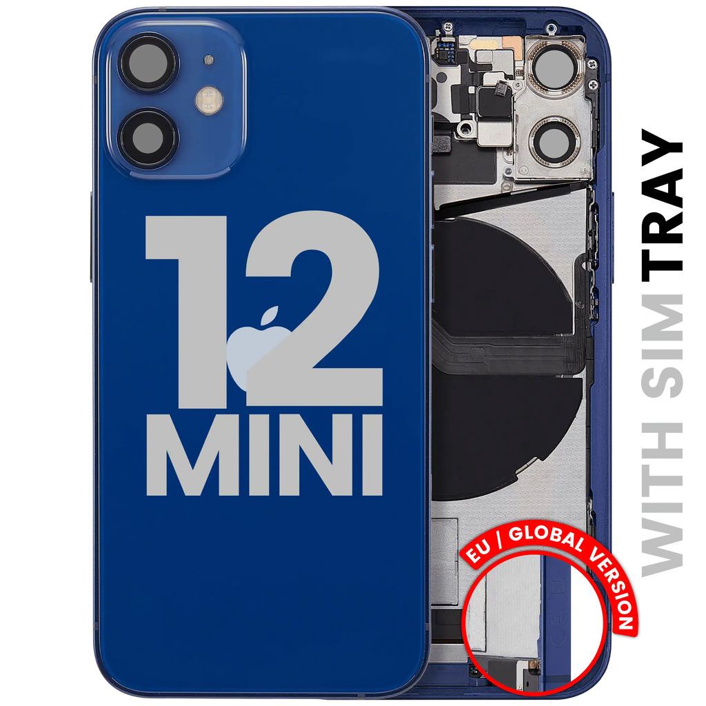 Back Cover/Frame with Charging Port Flex and Small Parts for iPhone 12 Mini (EU/Global Version) (Used OEM Pull, Grade B) (Blue)