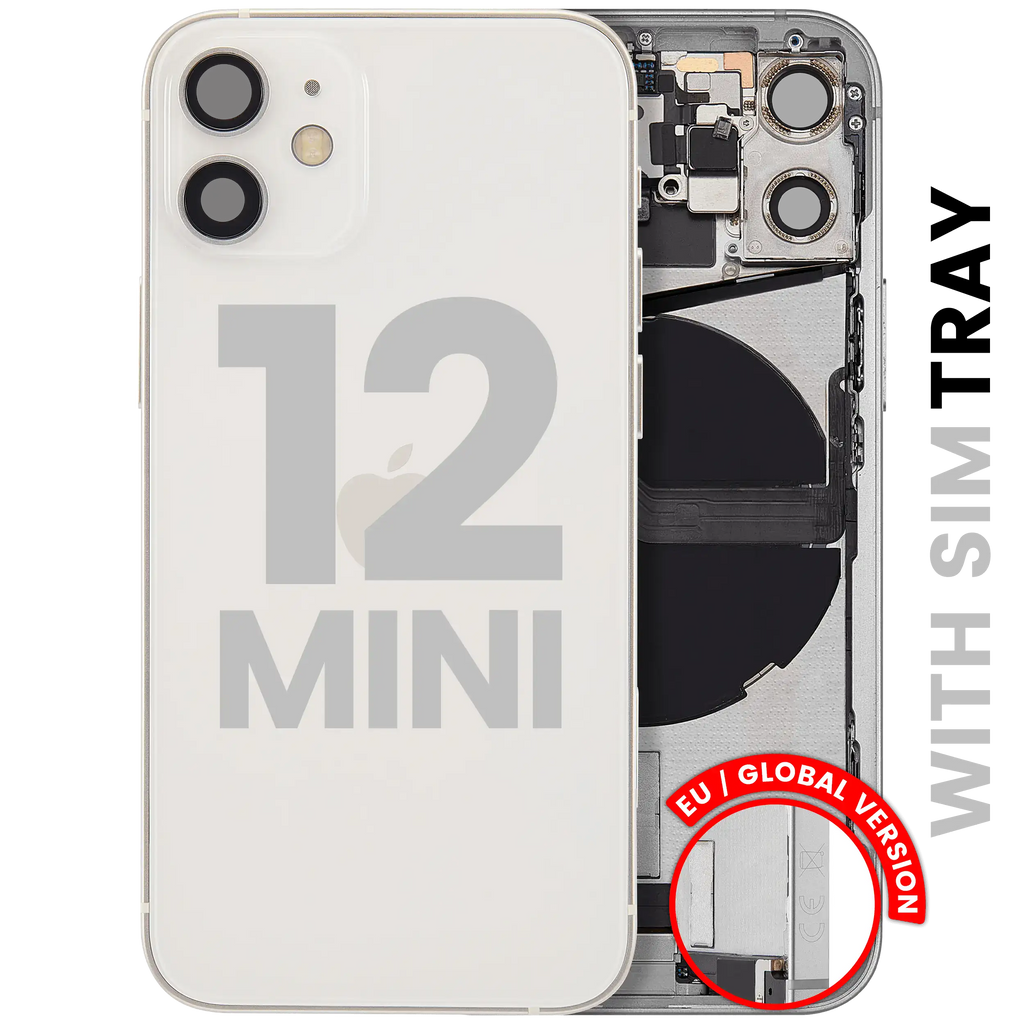 Back Cover/Frame with Charging Port Flex and Small Parts for iPhone 12 Mini (EU / Global Version) (Used OEM Part, Grade B) (White)