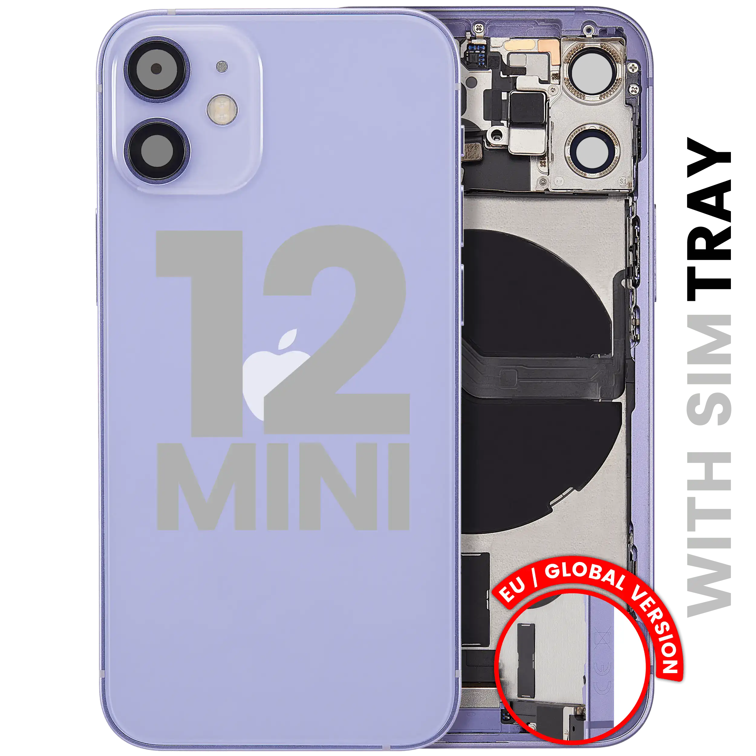 Backcover mit Ladebuchse-Flex & Kleinteilen für iPhone 12 Mini, Lila, gebrauchte