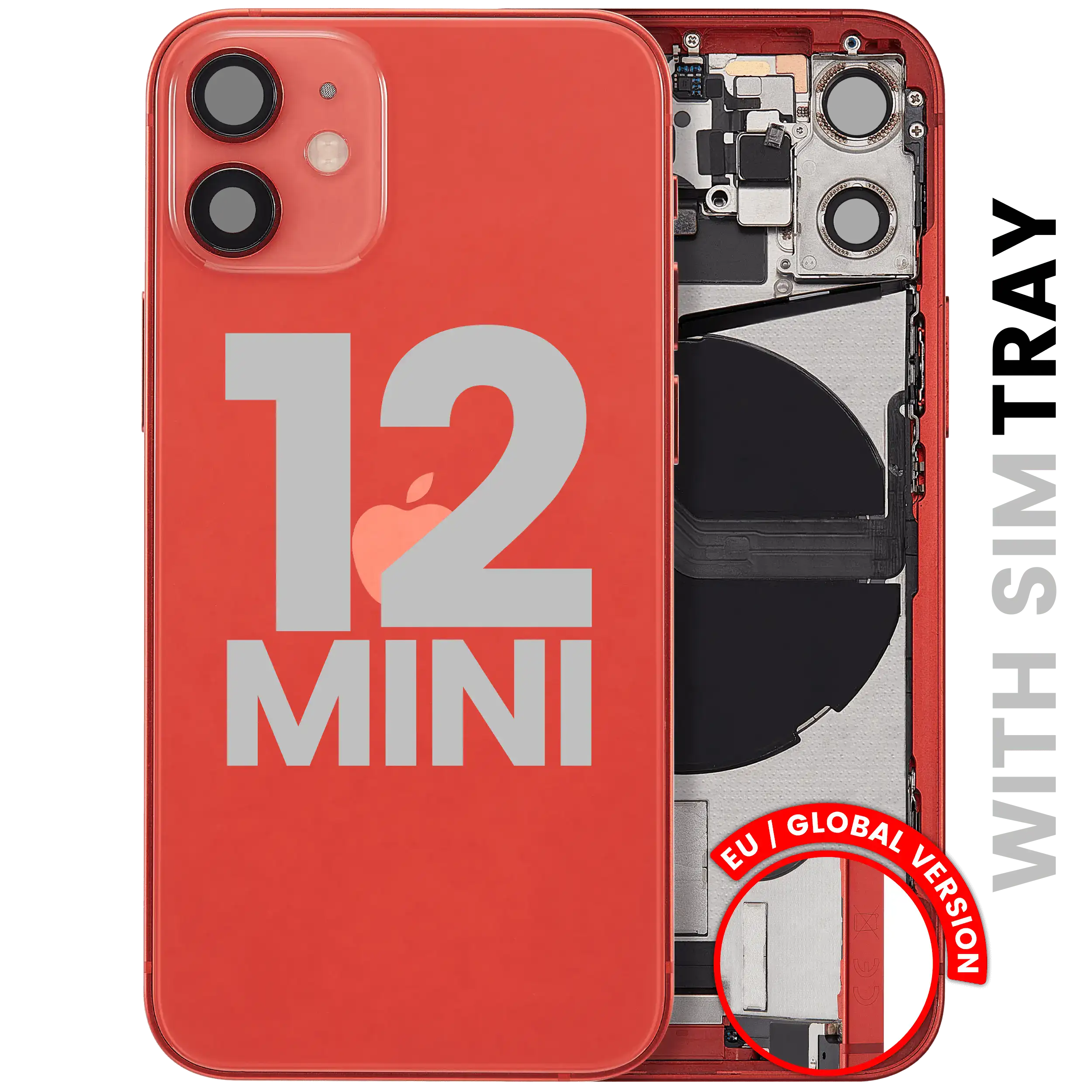 Backcover+Rahmen mit Ladebuchse iPhone 12 Mini Rot OEM Pull C