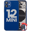 Back Cover/Frame with Charging Port Flex Cable and Small Parts for iPhone 12 Mini (US Version) (Used OEM Pull, B Quality) (Blue)