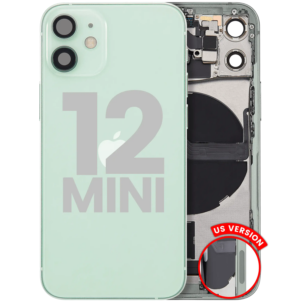 Back Cover/Frame with Charging Port Flex and Small Parts for iPhone 12 Mini (US Version) (Used OEM Pull, C Quality) (Green)