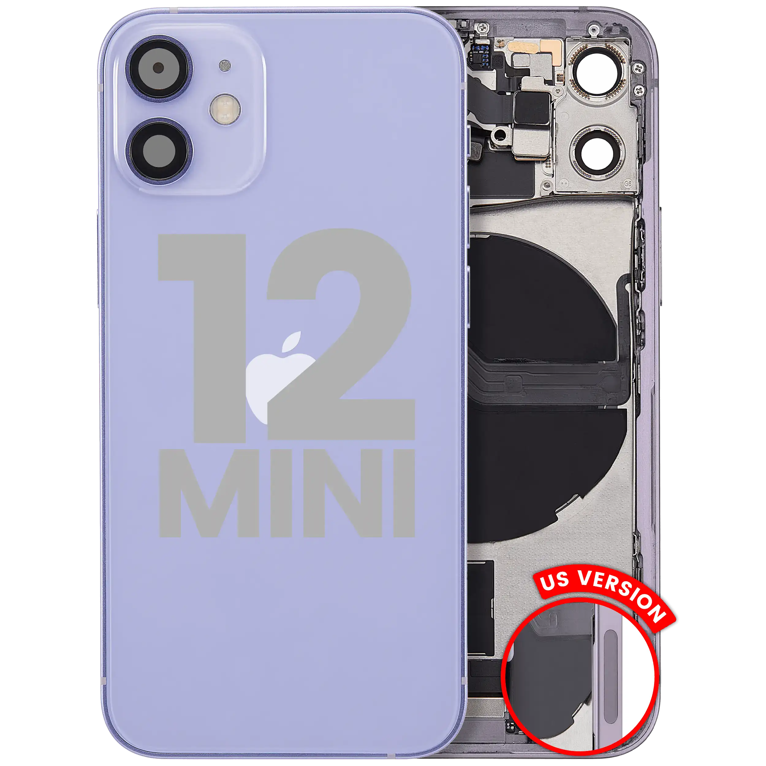 Original Apple-Ausbau C gebraucht – iPhone 12 Mini Backcover/Rahmen Violett