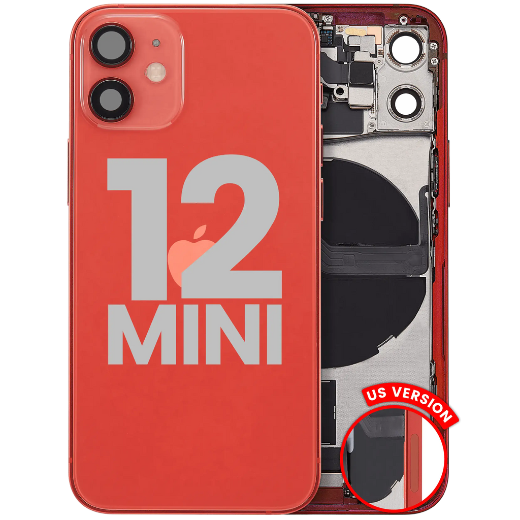 Back Cover/Frame with Charging Port Flex Cable & Small Parts for iPhone 12 Mini (US Version) (used OEM removal, Grade C) (Red)