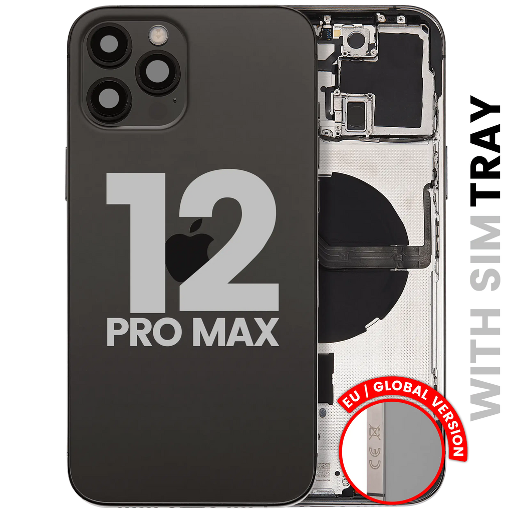 Used Back Cover/Frame with Small Parts for iPhone 12 Pro Max (EU/Global Version) - Used OEM Disassembly, Quality A (Graphite)