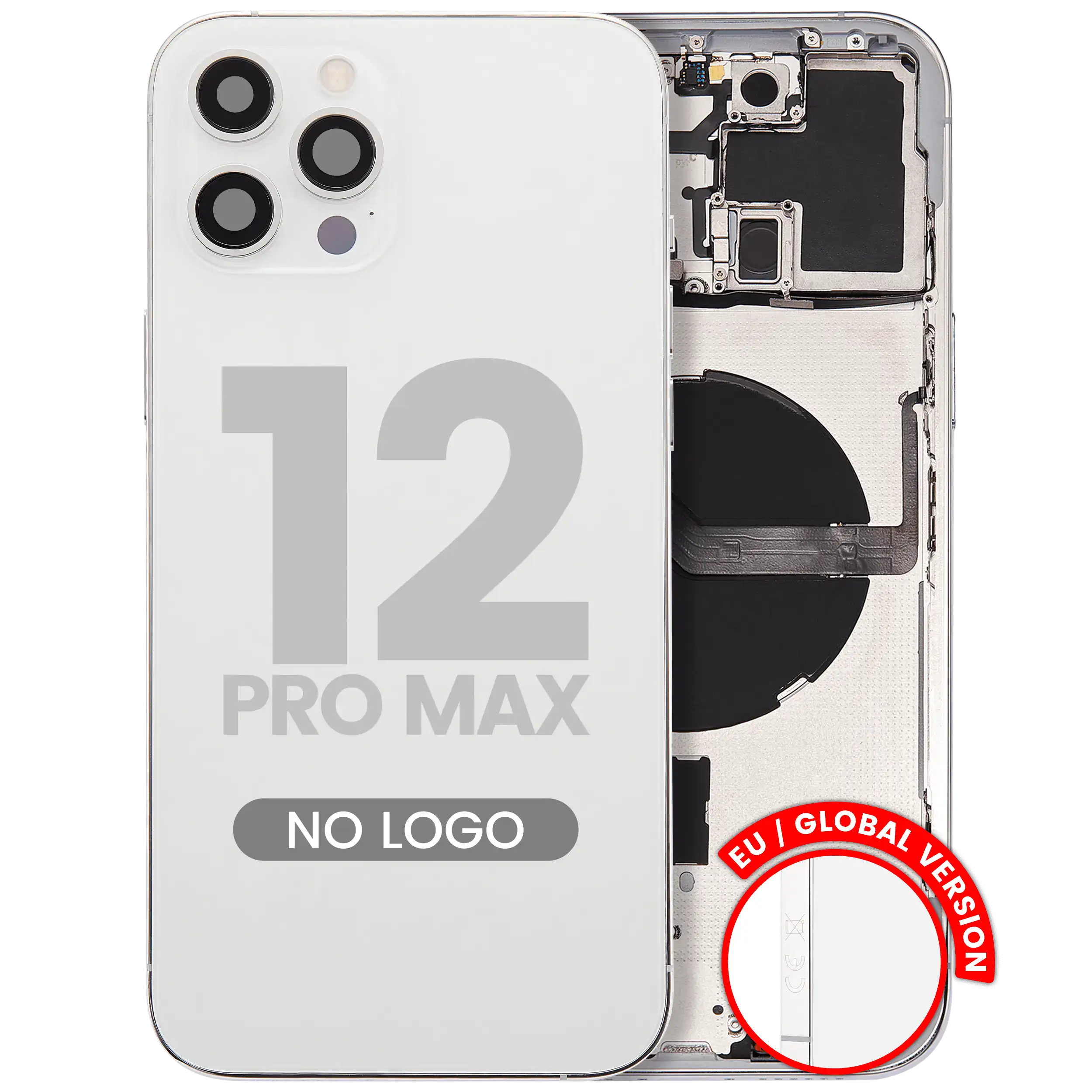 Rückhaube mit Kleinteilen für iPhone 12 Pro Max (Aftermarket Plus) (Silber)