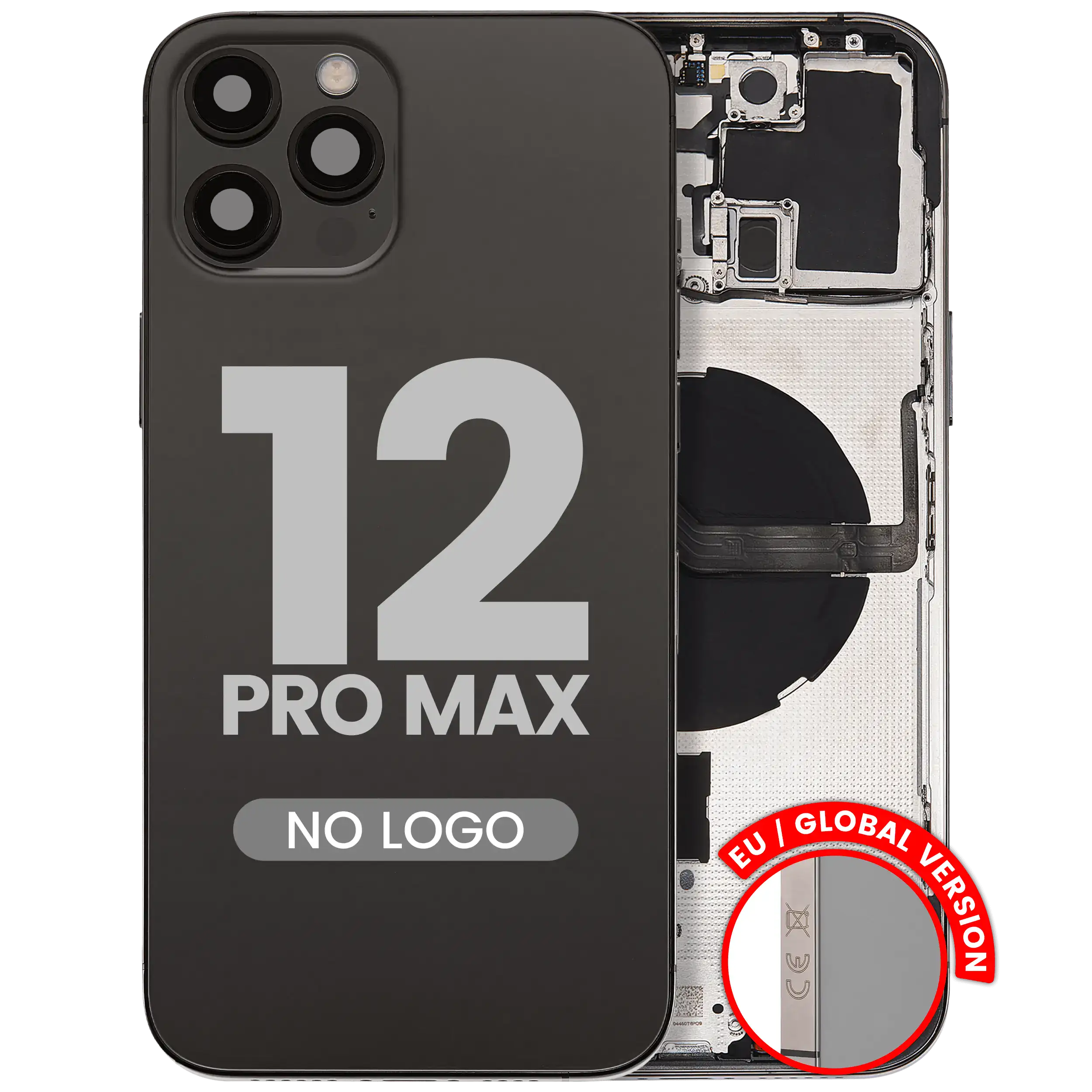 Backcover/Rahmen mit Kleinteilen für iPhone 12 Pro Max (EU/Global Version) (Aftermarket Plus) (Graphite)