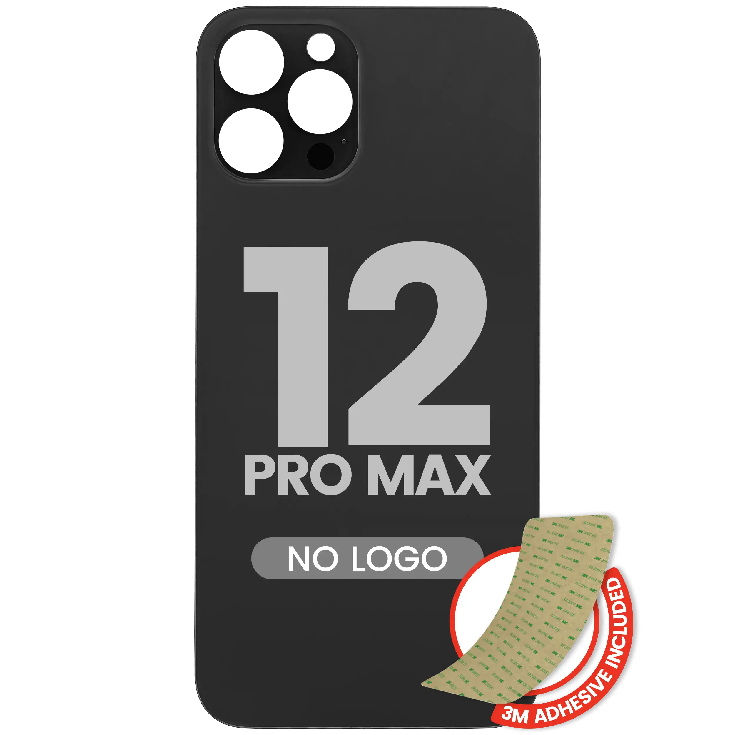 Backcover 3M-Kleber f. iPhone 12 Pro Max o. Logo gr. Kamera Graphit