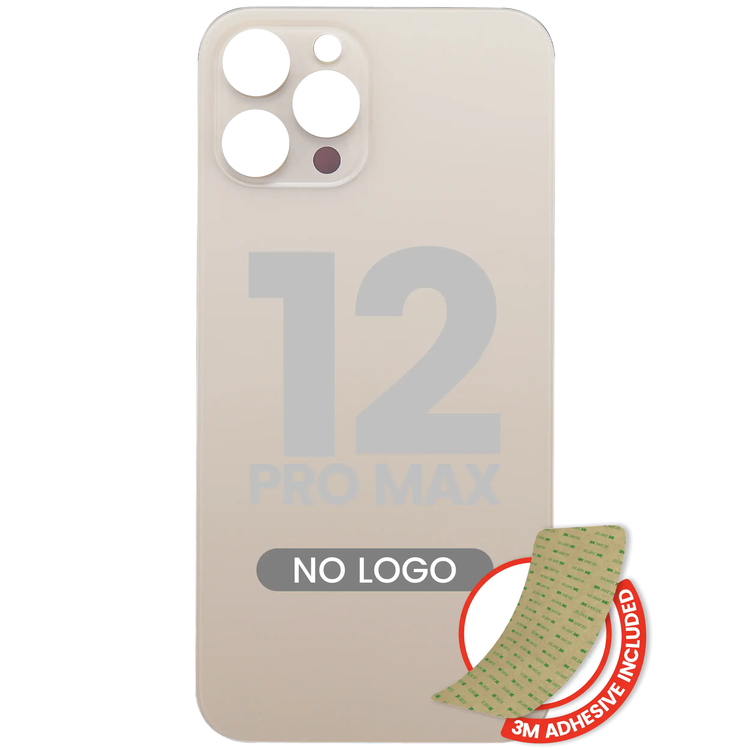 Back cover with 3M adhesive for iPhone 12 Pro Max (without logo, large camera hole) (Gold)