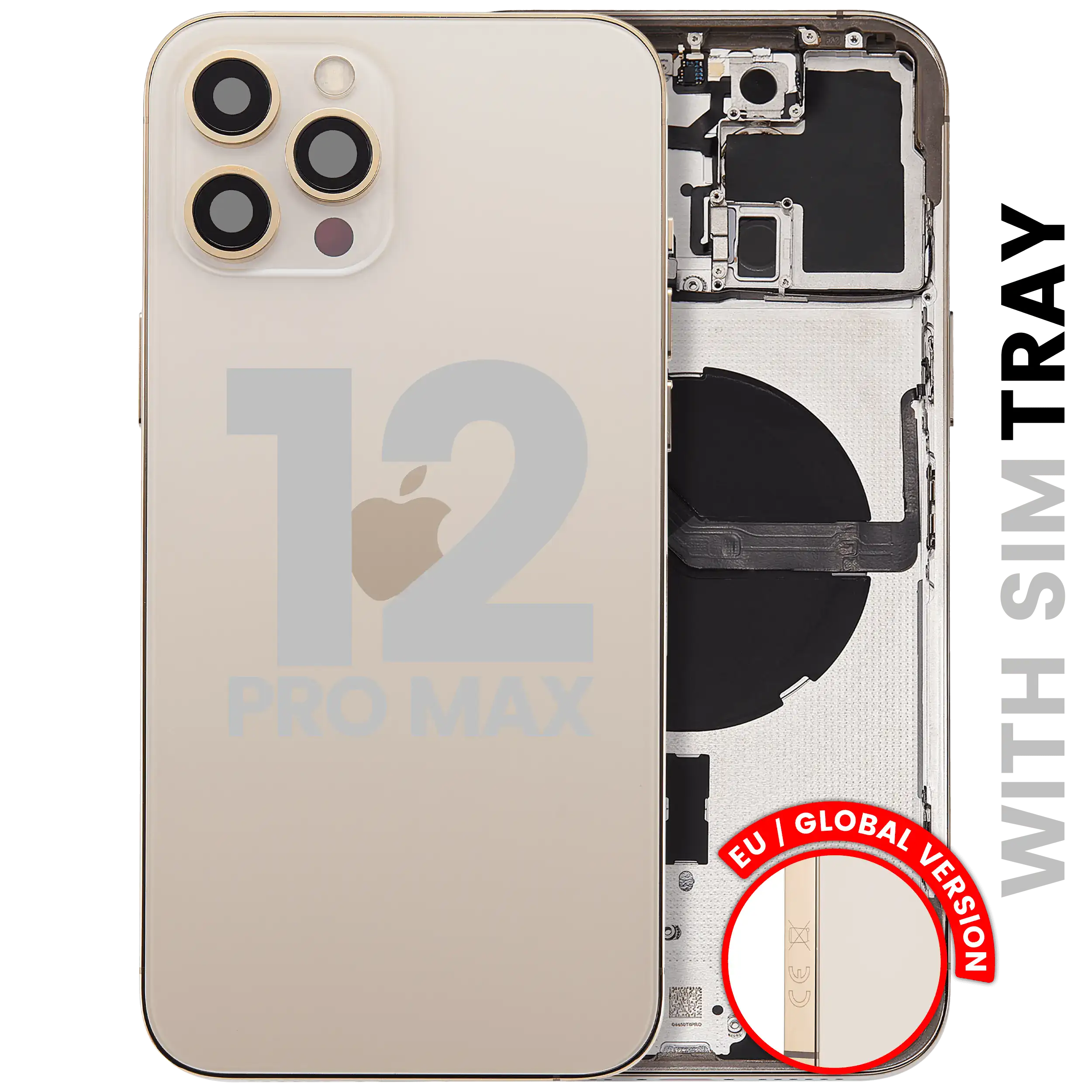Back Cover/Frame with Small Parts for iPhone 12 Pro Max (EU / Global Version) (Used OEM Pull, C Quality) (Gold)