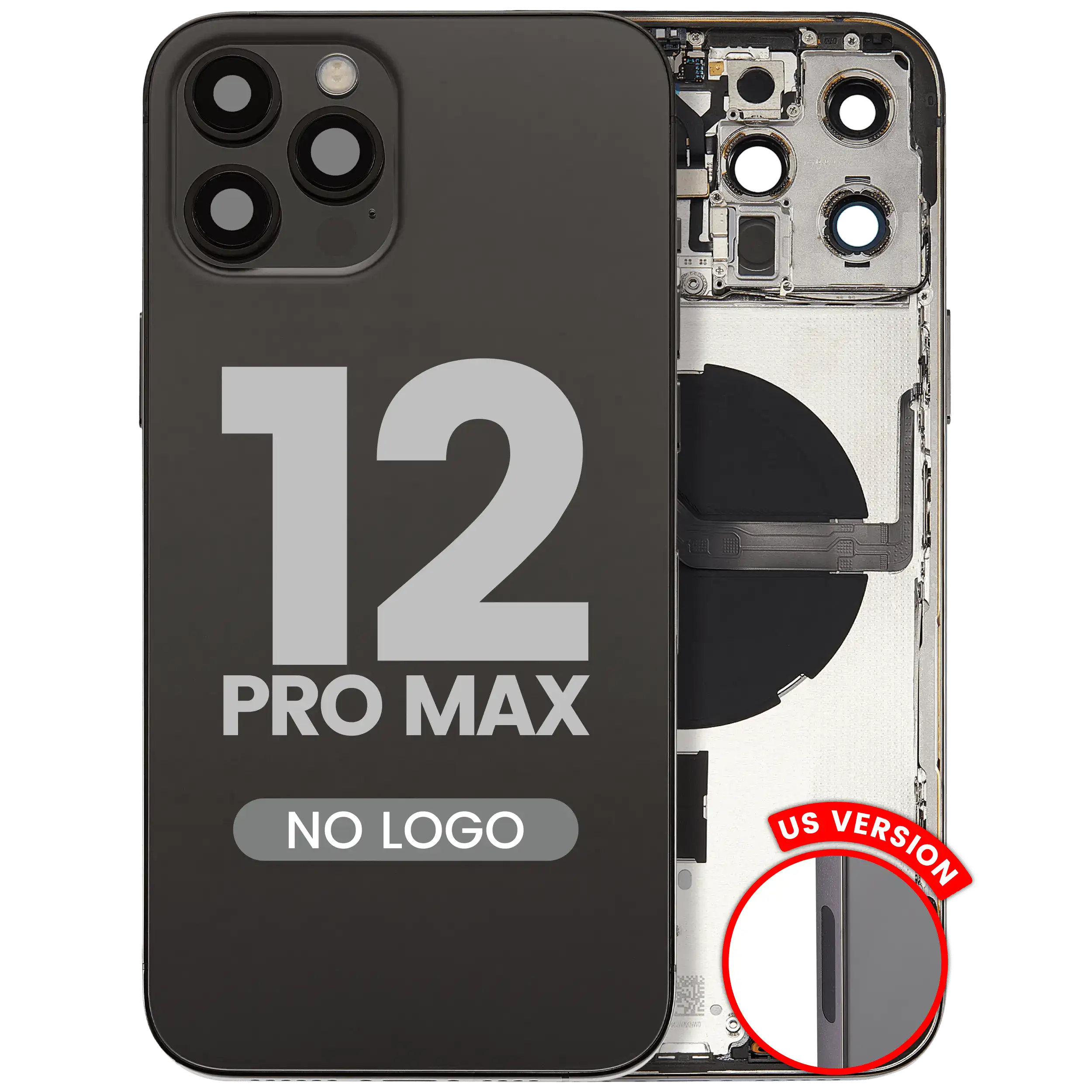 Back Cover/Frame with Small Parts for iPhone 12 Pro Max (US Version) (Aftermarket Plus) (Graphite)