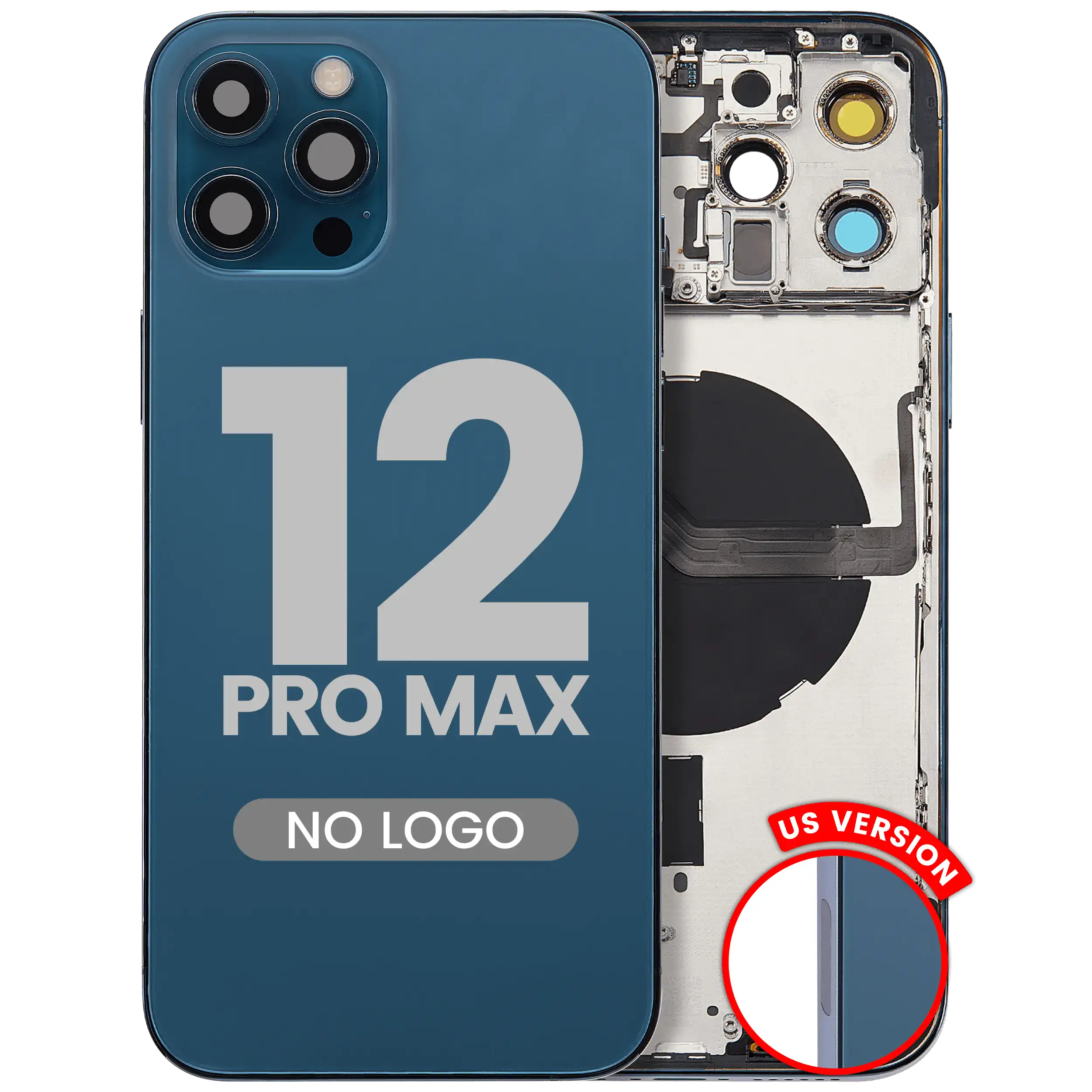 iPhone 12 Pro MaxBackcover m. Rahmen & Kleinteile(Aftermarket Plus) Pacific Blau